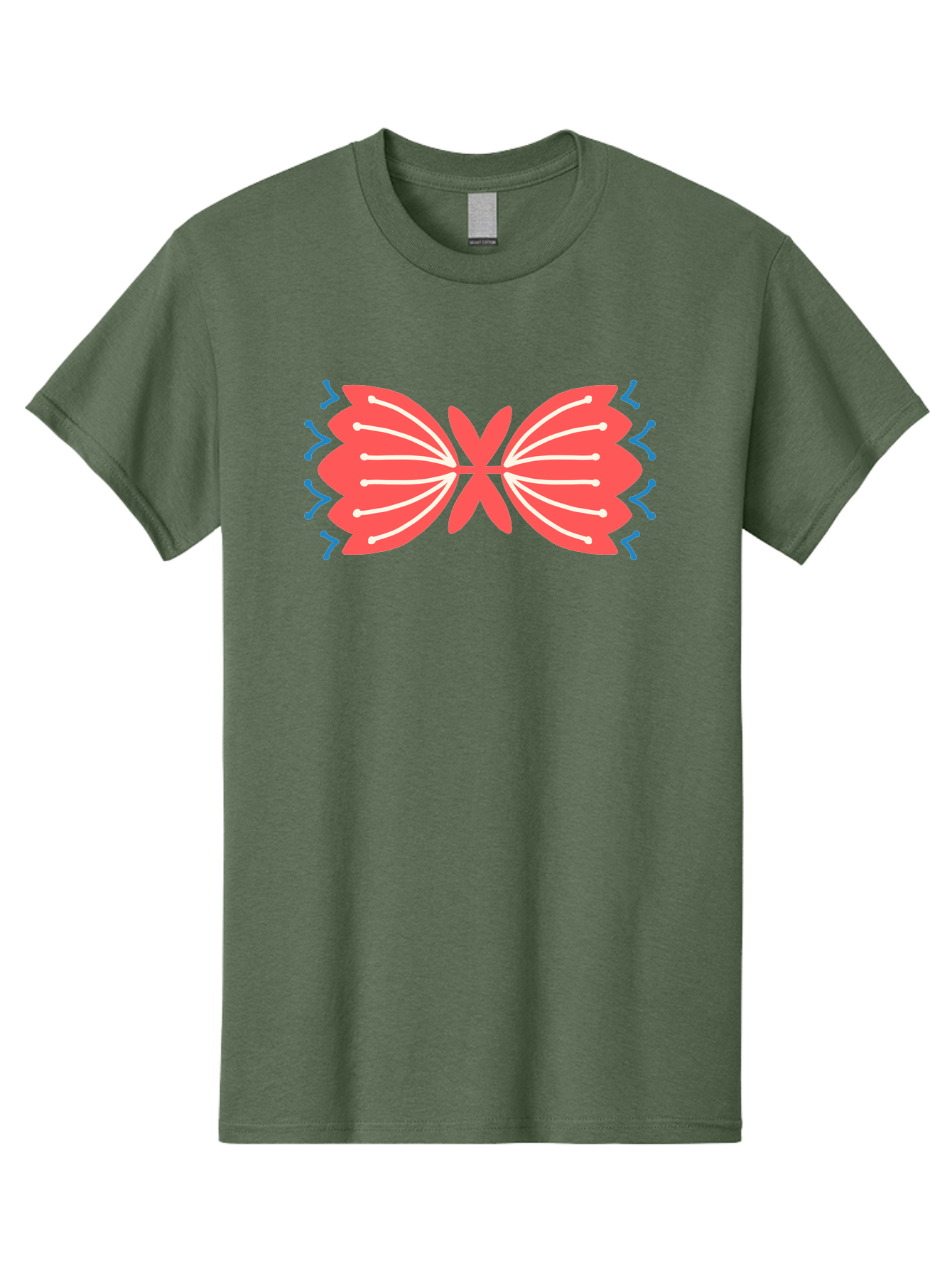 Butterfly Men'S Graphic Tee, 100% Cotton, Comfortable Casual Summer Wear, Machine Washable, Pink Butterfly, Symmetrical Design, White Lines, Blue Zigzags, Abstract Art, Colorful Graphics, Modern Illustration, Decorative Wings Aab676 19