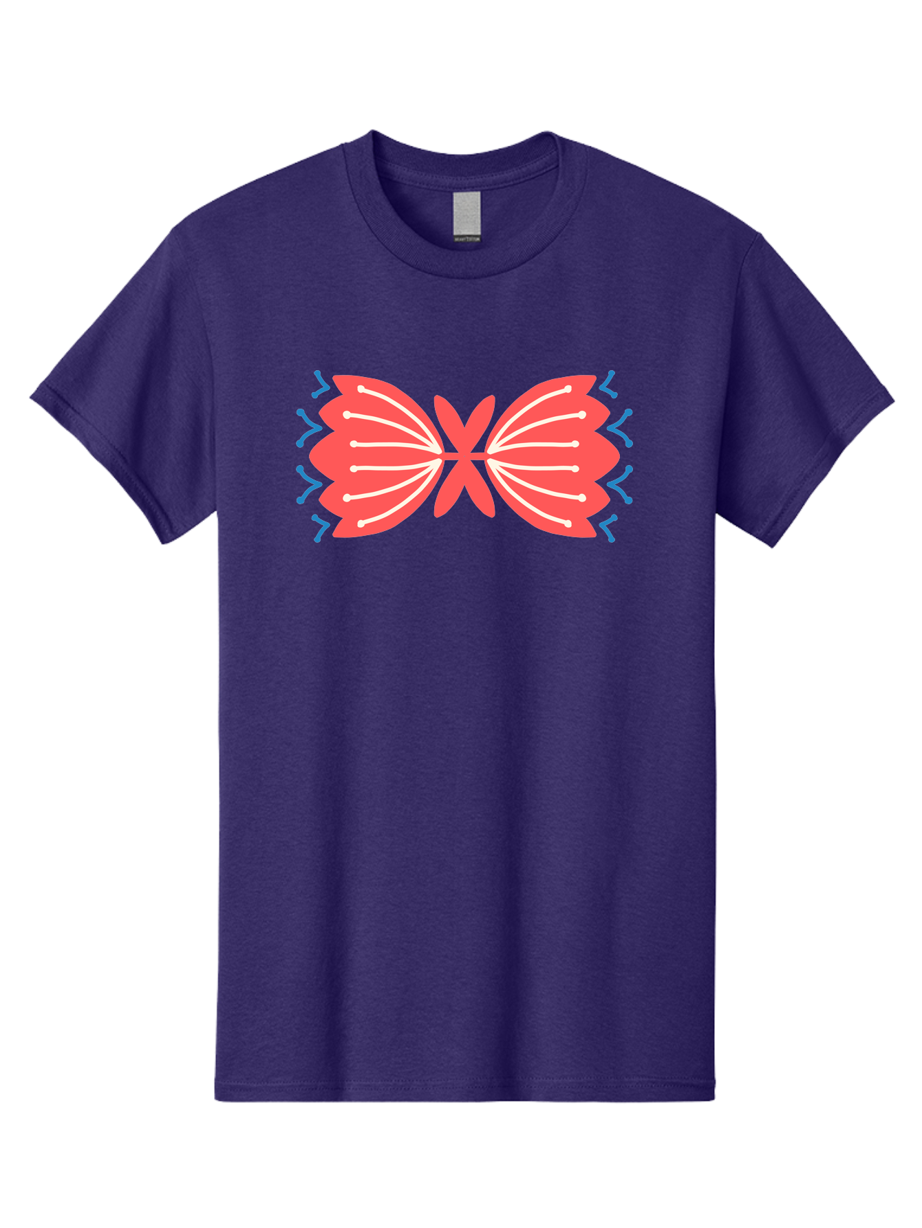 Butterfly Men'S Graphic Tee, 100% Cotton, Comfortable Casual Summer Wear, Machine Washable, Pink Butterfly, Symmetrical Design, White Lines, Blue Zigzags, Abstract Art, Colorful Graphics, Modern Illustration, Decorative Wings Aab676 5
