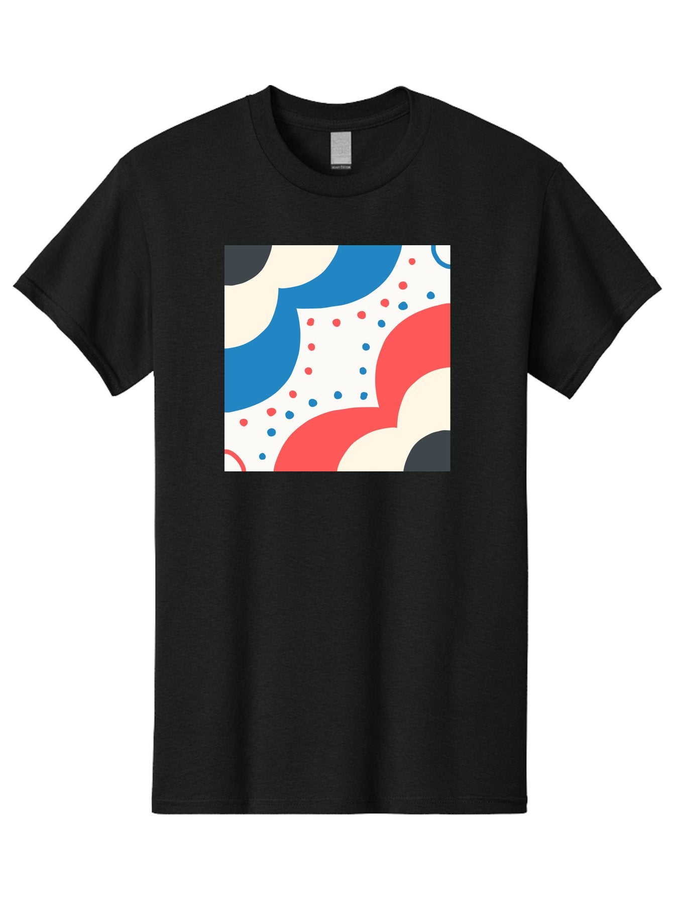 Colorful-Floral-Pattern Men'S Graphic Tee, 100% Cotton, Comfortable Casual Summer Wear, Machine Washable, Geometric Shapes, Abstract Design, Colorful Patterns, Blue Red Black White, Modern Art, Creative Graphics, Dynamic Layout, Aab680 11