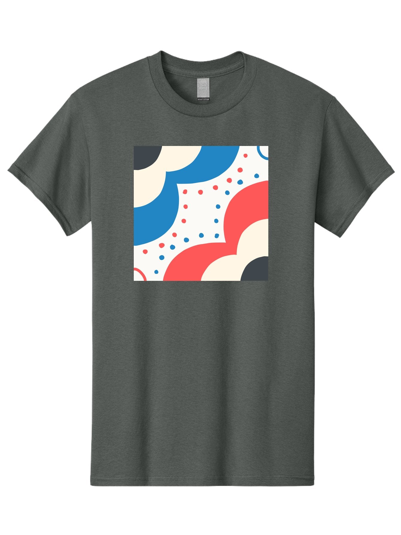 Colorful-Floral-Pattern Men'S Graphic Tee, 100% Cotton, Comfortable Casual Summer Wear, Machine Washable, Geometric Shapes, Abstract Design, Colorful Patterns, Blue Red Black White, Modern Art, Creative Graphics, Dynamic Layout, Aab680 8