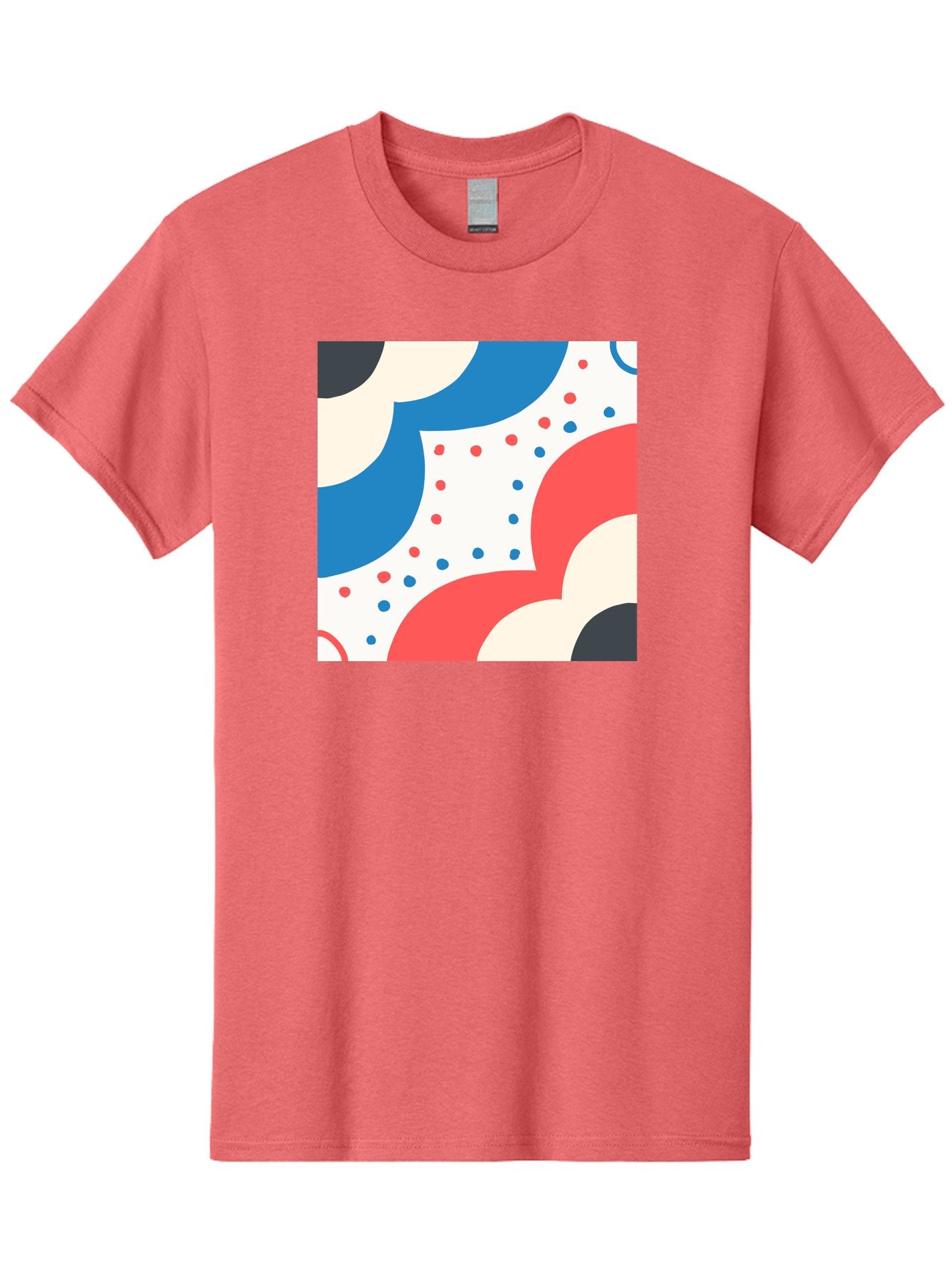 Colorful-Floral-Pattern Men'S Graphic Tee, 100% Cotton, Comfortable Casual Summer Wear, Machine Washable, Geometric Shapes, Abstract Design, Colorful Patterns, Blue Red Black White, Modern Art, Creative Graphics, Dynamic Layout, Aab680 4
