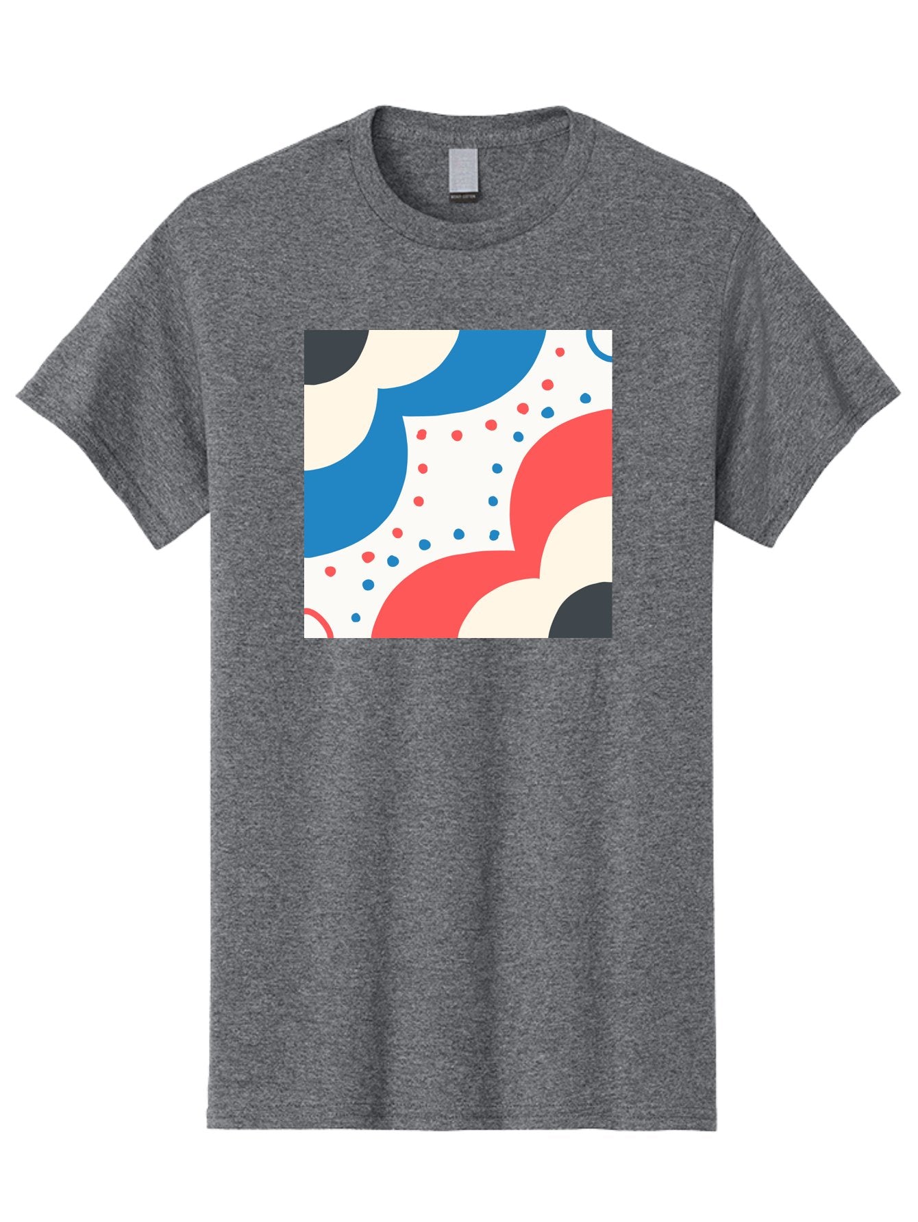 Colorful-Floral-Pattern Men'S Graphic Tee, 100% Cotton, Comfortable Casual Summer Wear, Machine Washable, Geometric Shapes, Abstract Design, Colorful Patterns, Blue Red Black White, Modern Art, Creative Graphics, Dynamic Layout, Aab680 15