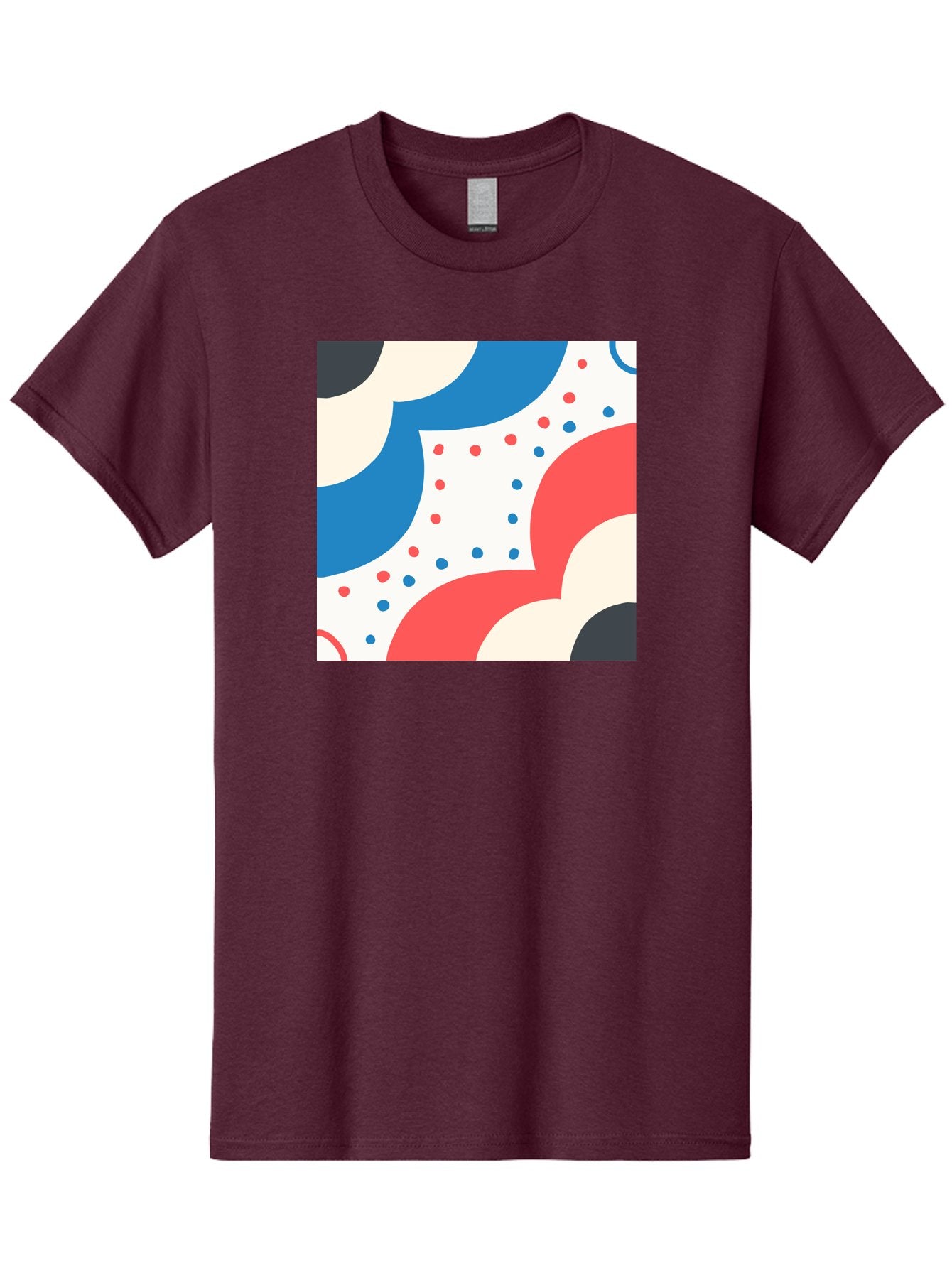 Colorful-Floral-Pattern Men'S Graphic Tee, 100% Cotton, Comfortable Casual Summer Wear, Machine Washable, Geometric Shapes, Abstract Design, Colorful Patterns, Blue Red Black White, Modern Art, Creative Graphics, Dynamic Layout, Aab680 10