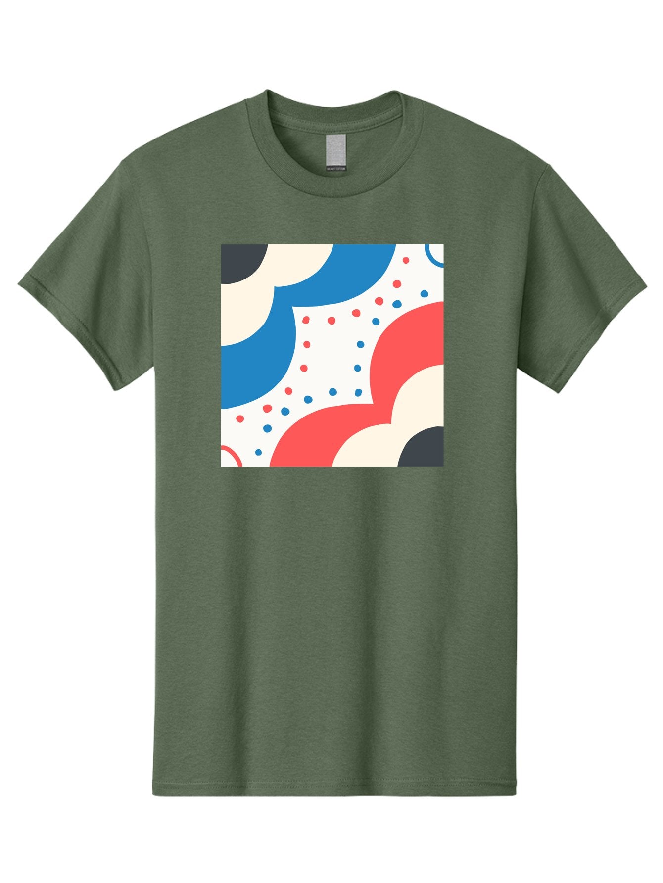 Colorful-Floral-Pattern Men'S Graphic Tee, 100% Cotton, Comfortable Casual Summer Wear, Machine Washable, Geometric Shapes, Abstract Design, Colorful Patterns, Blue Red Black White, Modern Art, Creative Graphics, Dynamic Layout, Aab680 5