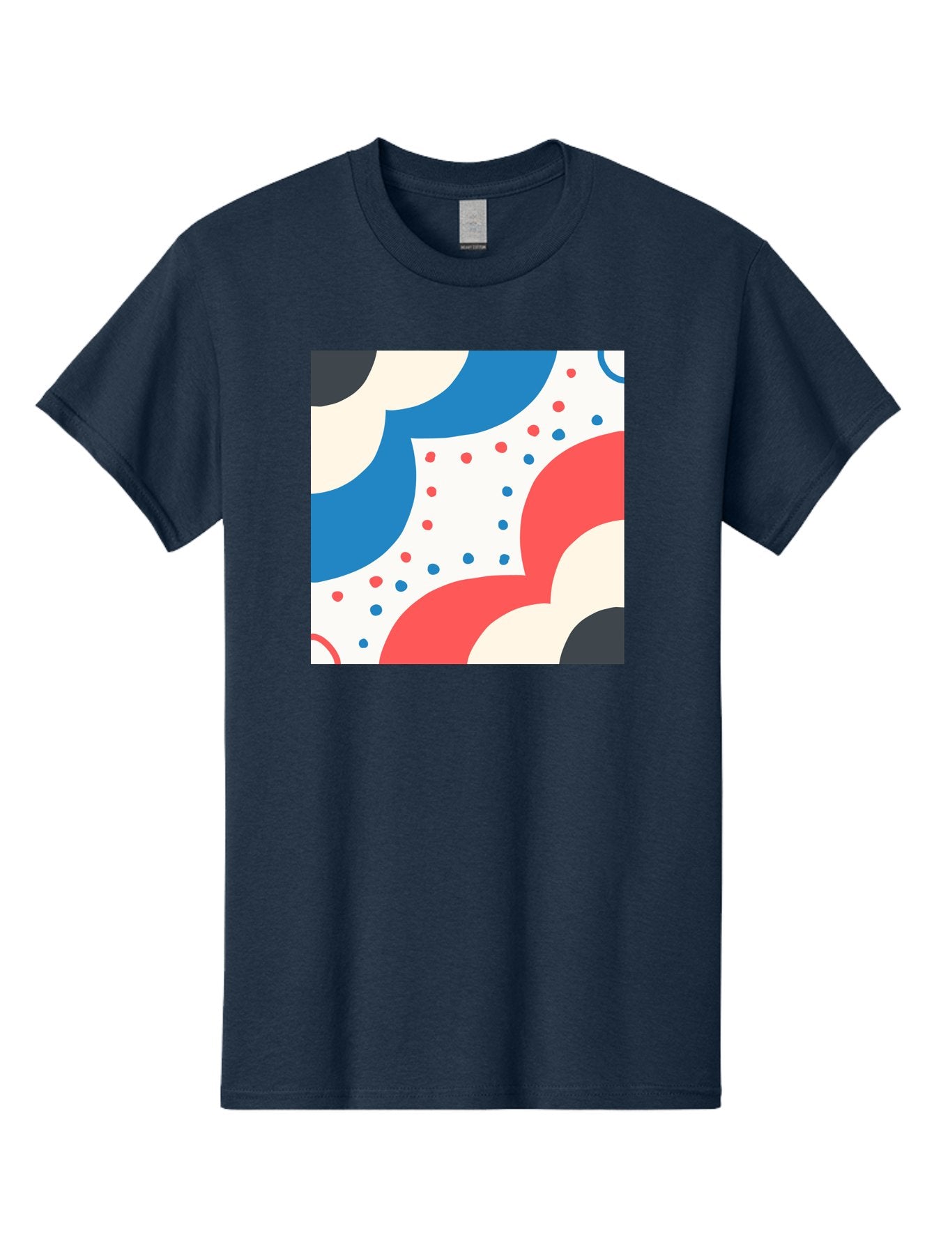 Colorful-Floral-Pattern Men'S Graphic Tee, 100% Cotton, Comfortable Casual Summer Wear, Machine Washable, Geometric Shapes, Abstract Design, Colorful Patterns, Blue Red Black White, Modern Art, Creative Graphics, Dynamic Layout, Aab680 14