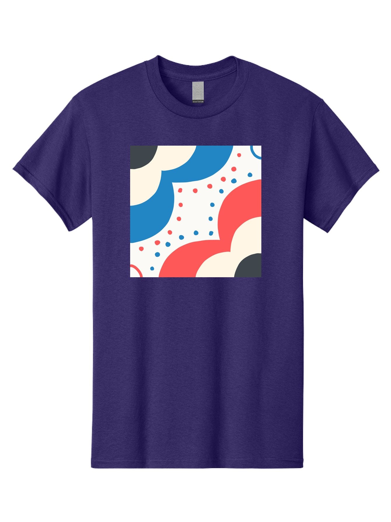 Colorful-Floral-Pattern Men'S Graphic Tee, 100% Cotton, Comfortable Casual Summer Wear, Machine Washable, Geometric Shapes, Abstract Design, Colorful Patterns, Blue Red Black White, Modern Art, Creative Graphics, Dynamic Layout, Aab680 9