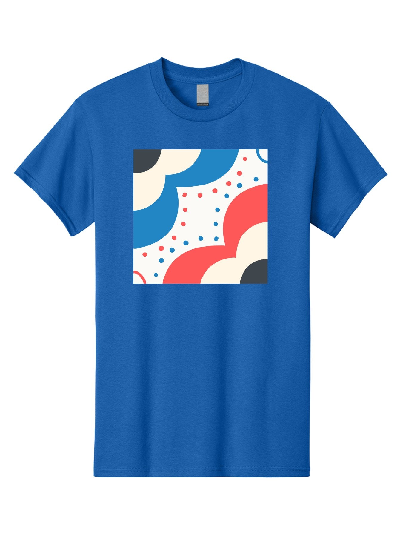 Colorful-Floral-Pattern Men'S Graphic Tee, 100% Cotton, Comfortable Casual Summer Wear, Machine Washable, Geometric Shapes, Abstract Design, Colorful Patterns, Blue Red Black White, Modern Art, Creative Graphics, Dynamic Layout, Aab680 6