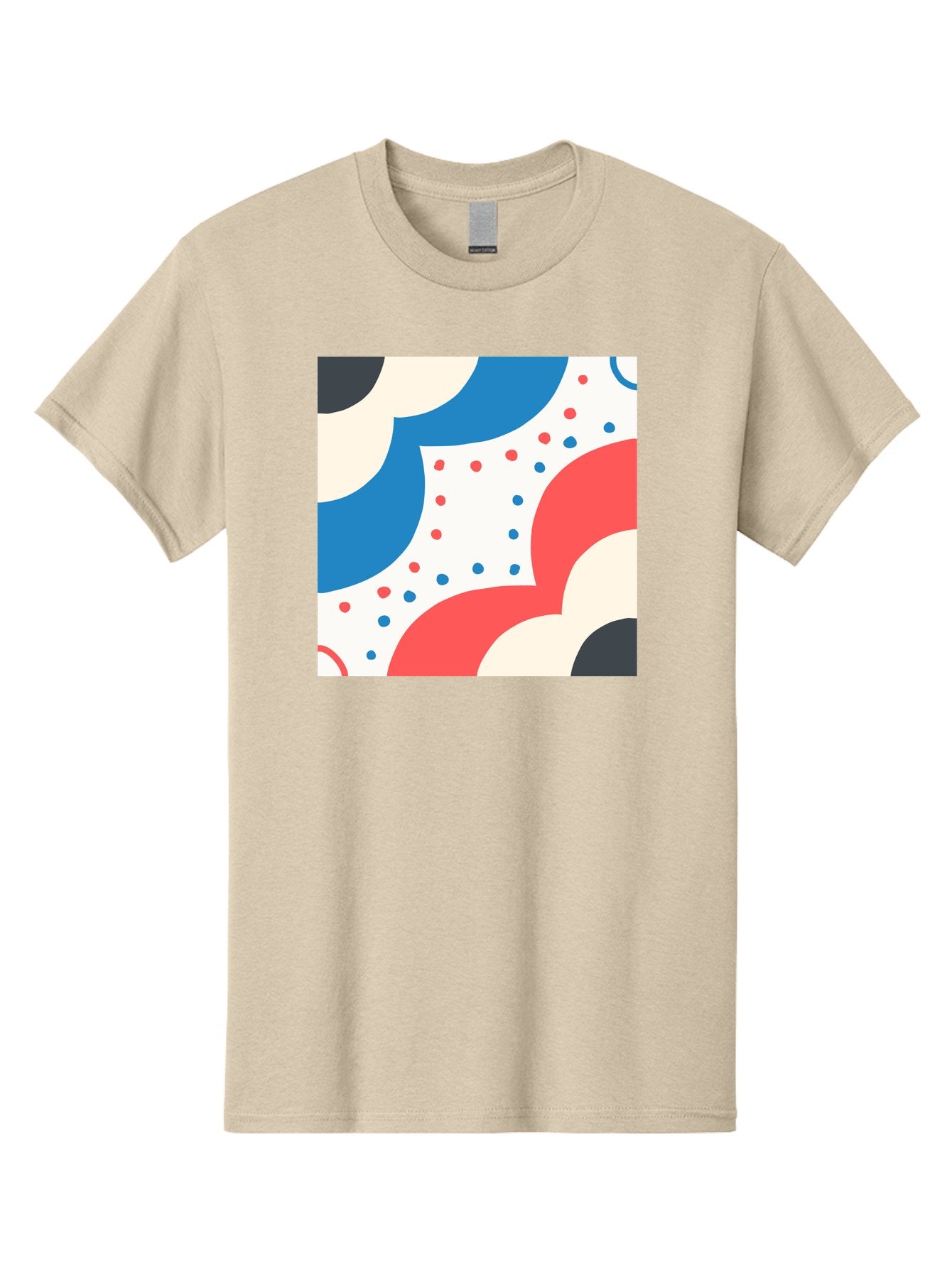 Colorful-Floral-Pattern Men'S Graphic Tee, 100% Cotton, Comfortable Casual Summer Wear, Machine Washable, Geometric Shapes, Abstract Design, Colorful Patterns, Blue Red Black White, Modern Art, Creative Graphics, Dynamic Layout, Aab680 3