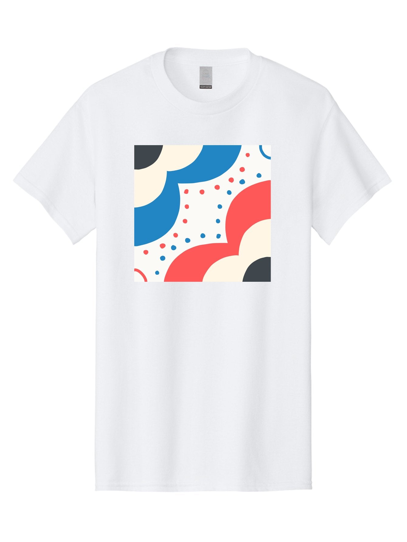Colorful-Floral-Pattern Men'S Graphic Tee, 100% Cotton, Comfortable Casual Summer Wear, Machine Washable, Geometric Shapes, Abstract Design, Colorful Patterns, Blue Red Black White, Modern Art, Creative Graphics, Dynamic Layout, Aab680 7
