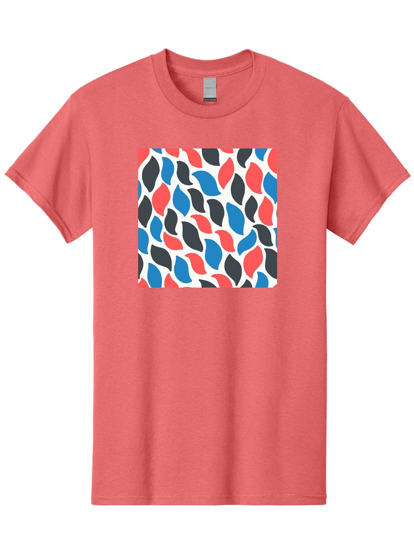 Colorful-Leaves-Pattern Men'S Graphic Tee, 100% Cotton, Comfortable Casual Summer Wear, Machine Washable, Multicolored Leaf Pattern, Red Blue Black Leaves, Abstract Design, Colorful Shapes, Leaf Motifs, Graphic Elements, Vibrant Hues, Aab681 14
