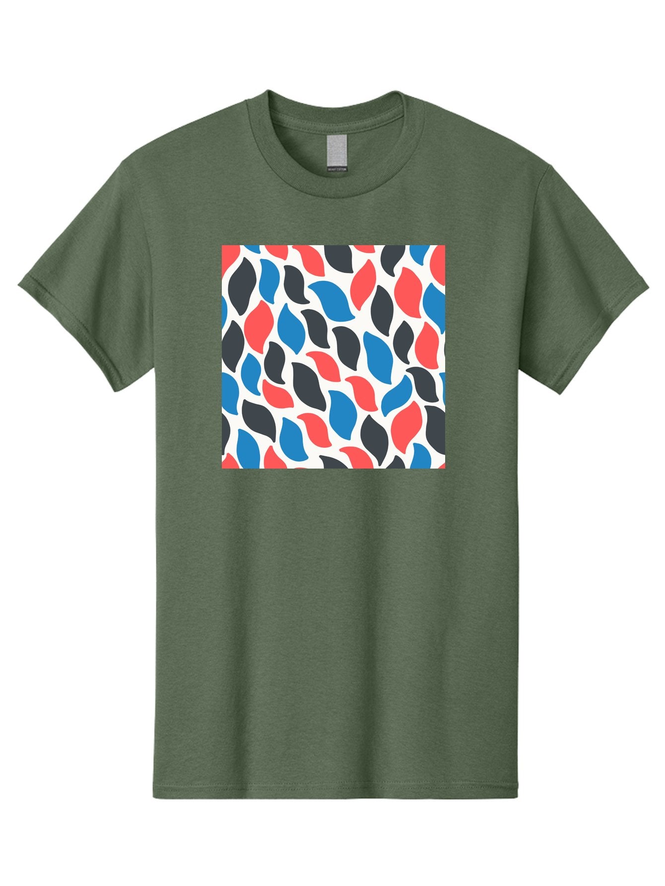 Colorful-Leaves-Pattern Men'S Graphic Tee, 100% Cotton, Comfortable Casual Summer Wear, Machine Washable, Multicolored Leaf Pattern, Red Blue Black Leaves, Abstract Design, Colorful Shapes, Leaf Motifs, Graphic Elements, Vibrant Hues, Aab681 13