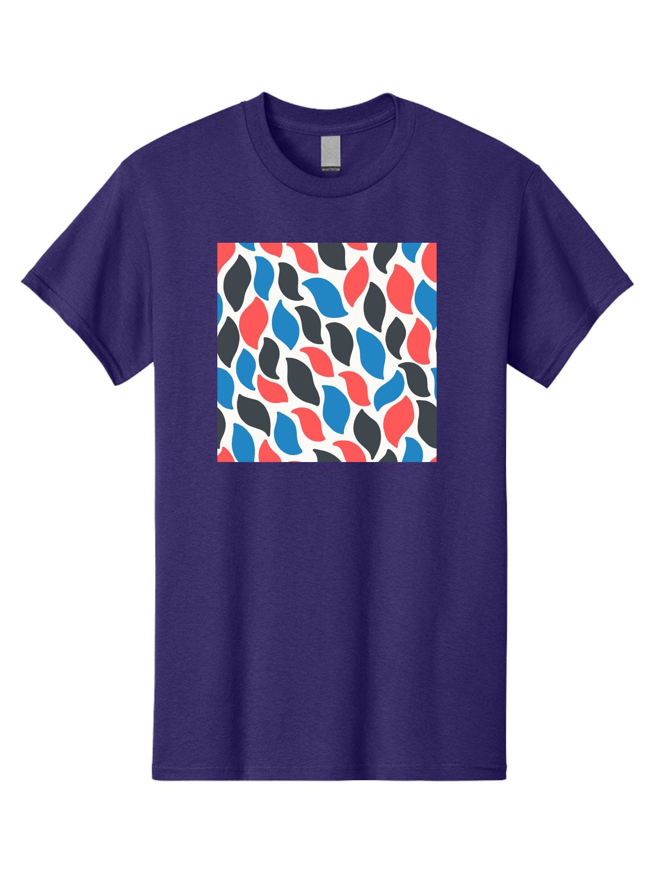 Colorful-Leaves-Pattern Men'S Graphic Tee, 100% Cotton, Comfortable Casual Summer Wear, Machine Washable, Multicolored Leaf Pattern, Red Blue Black Leaves, Abstract Design, Colorful Shapes, Leaf Motifs, Graphic Elements, Vibrant Hues, Aab681 15