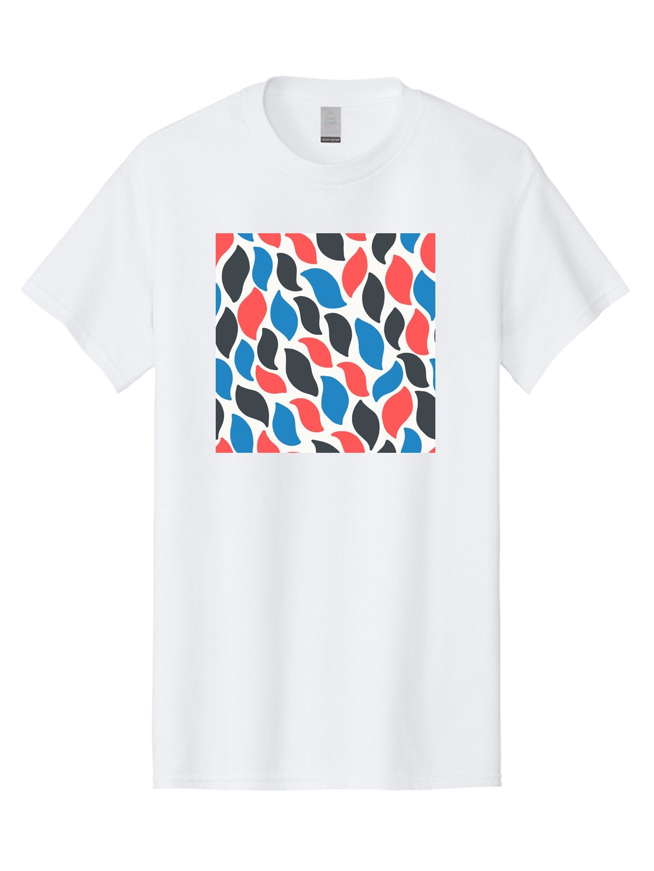 Colorful-Leaves-Pattern Men'S Graphic Tee, 100% Cotton, Comfortable Casual Summer Wear, Machine Washable, Multicolored Leaf Pattern, Red Blue Black Leaves, Abstract Design, Colorful Shapes, Leaf Motifs, Graphic Elements, Vibrant Hues, Aab681 5