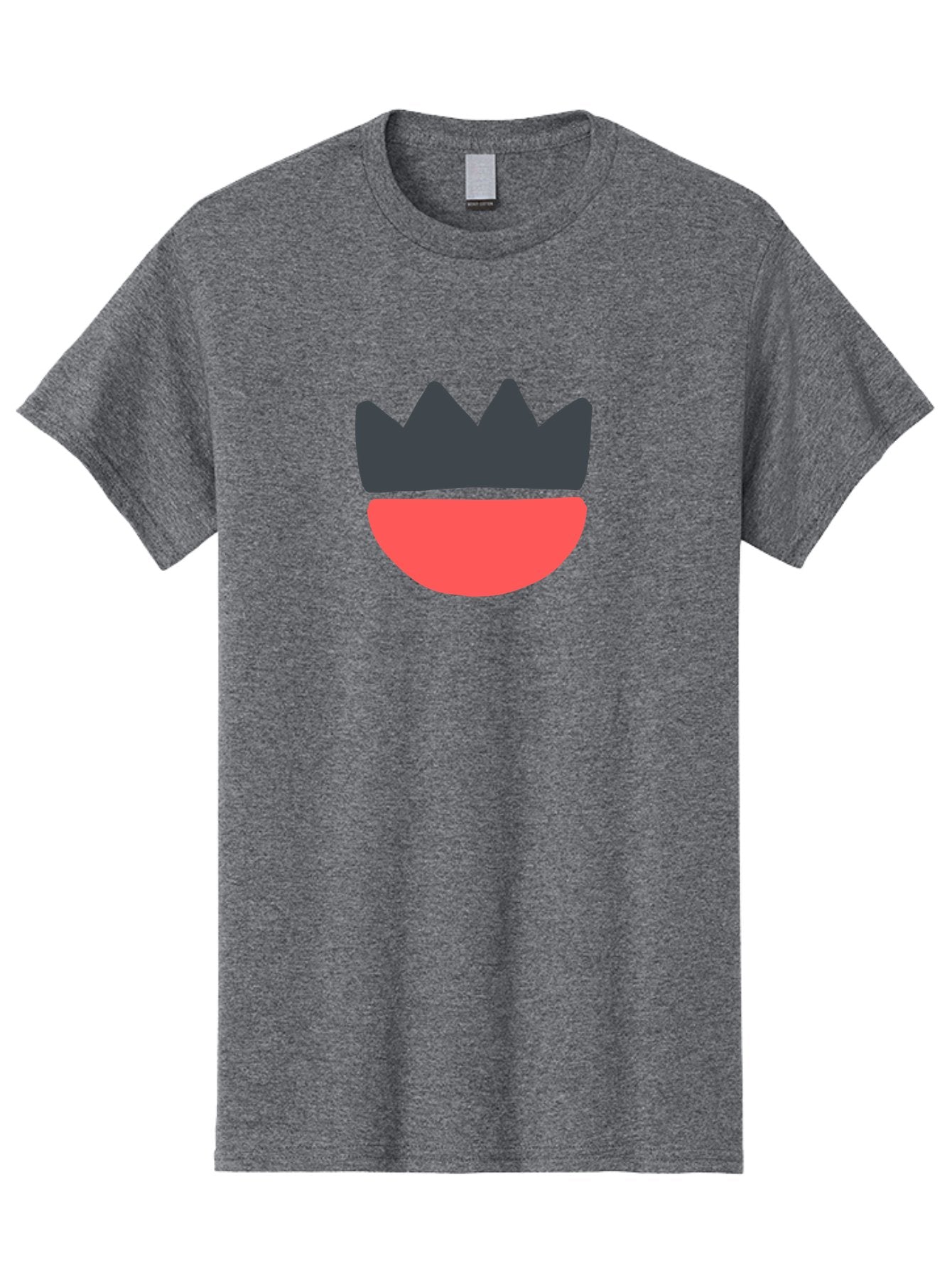 Crown-And-Smile Men'S Graphic Tee, 100% Cotton, Comfortable Casual Summer Wear, Machine Washable, Simple Crown Design, Red Smile, Minimalist Illustration, Monarch Symbol, Royal Emblem, Happy Face, Graphic Icon Aab682