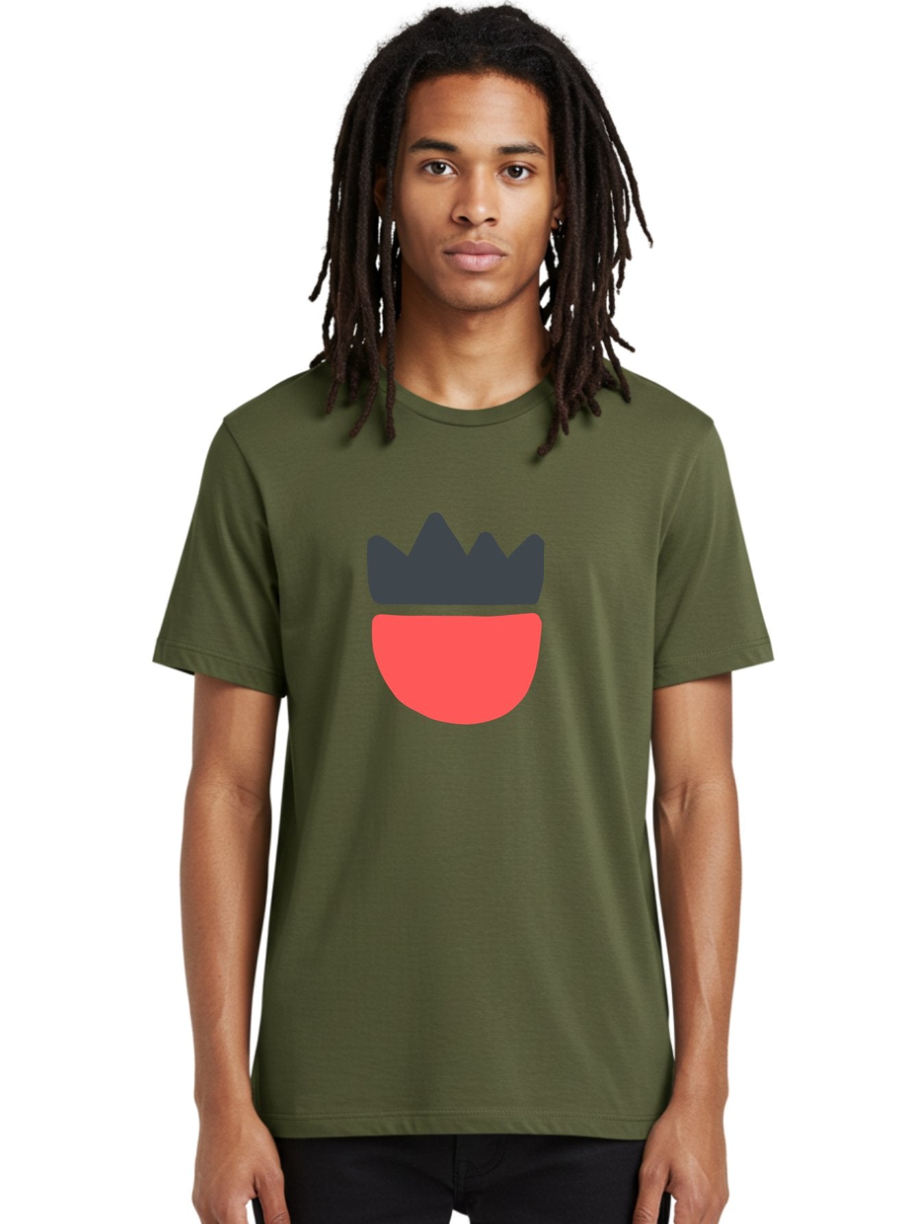 Crown-Icon Men'S Graphic Tee, 100% Cotton, Comfortable Casual Summer Wear, Machine Washable, Crown Icon, Bowl Symbol, Red And Black Graphic, Minimalist Design, Simple Shapes, Modern Illustration, Abstract Art, Digital Graphic Aab683 16