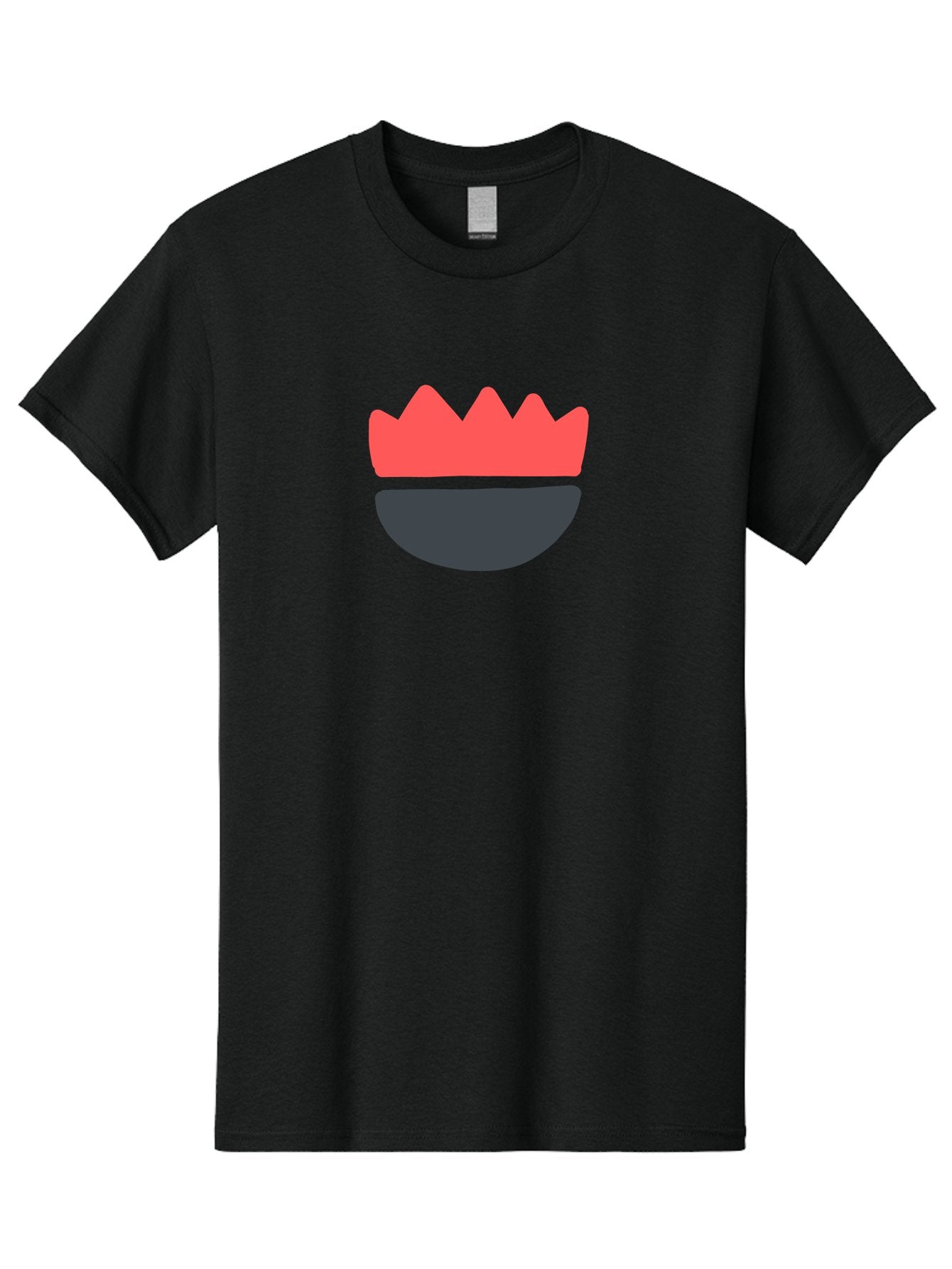 Crown-Smiley Men'S Graphic Tee, 100% Cotton, Comfortable Casual Summer Wear, Machine Washable, Coral Crown, Dark Grey Bowl, Minimalist Design, Simple Shapes, Modern Aesthetic, Bold Colors Aab684 4