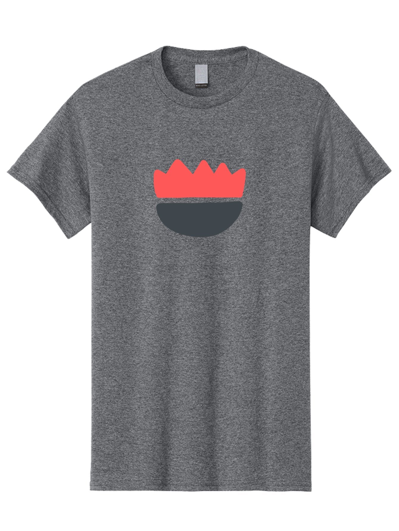 Crown-Smiley Men'S Graphic Tee, 100% Cotton, Comfortable Casual Summer Wear, Machine Washable, Coral Crown, Dark Grey Bowl, Minimalist Design, Simple Shapes, Modern Aesthetic, Bold Colors Aab684 10