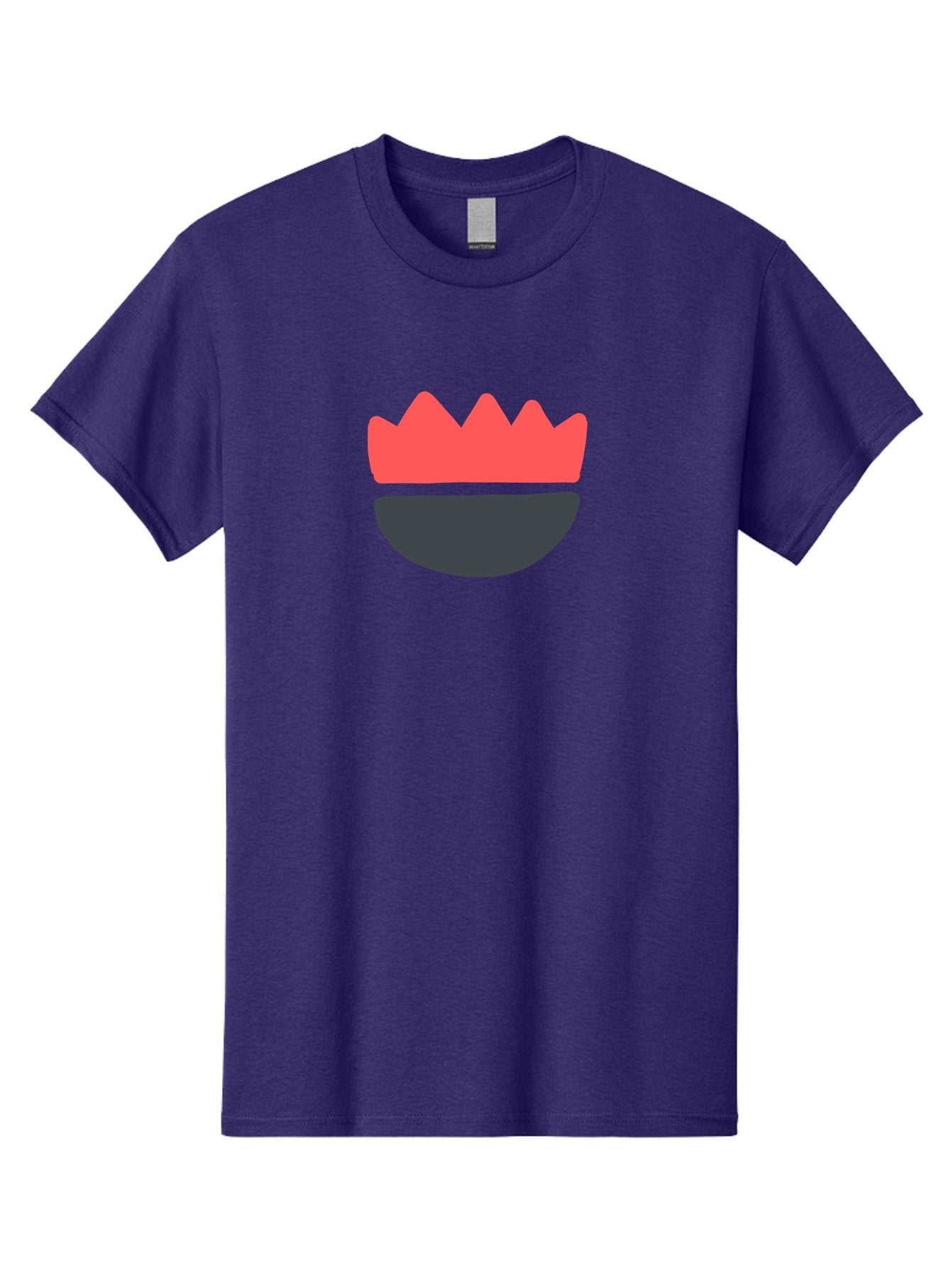 Crown-Smiley Men'S Graphic Tee, 100% Cotton, Comfortable Casual Summer Wear, Machine Washable, Coral Crown, Dark Grey Bowl, Minimalist Design, Simple Shapes, Modern Aesthetic, Bold Colors Aab684