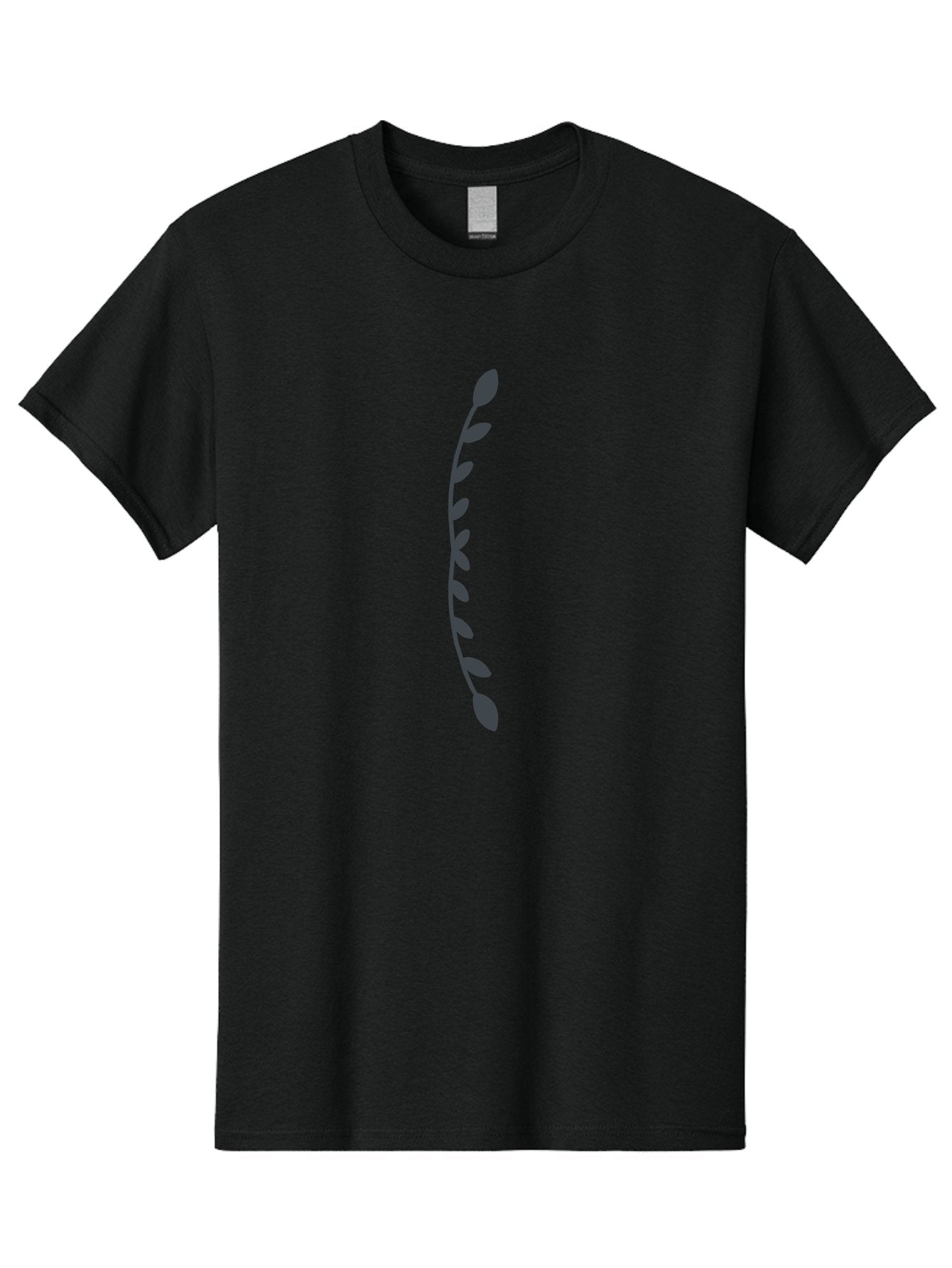 Curved-Dark-Grey-Stem-With-Leaves Men'S Graphic Tee, 100% Cotton, Comfortable Casual Summer Wear, Machine Washable, Curved Stem, Leaves, Botanical Illustration, Simple Design, Minimalist Art, Natural Elements, Plant Silhouette, Digital Art Aab685 13