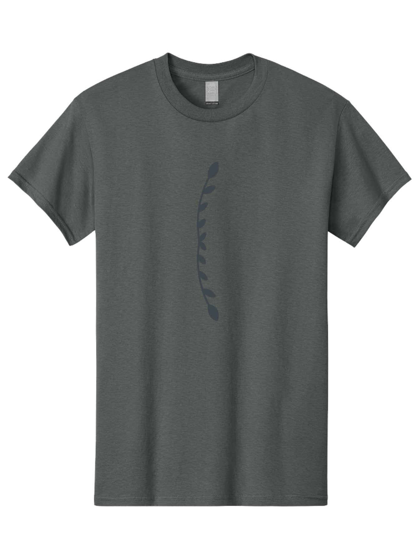 Curved-Dark-Grey-Stem-With-Leaves Men'S Graphic Tee, 100% Cotton, Comfortable Casual Summer Wear, Machine Washable, Curved Stem, Leaves, Botanical Illustration, Simple Design, Minimalist Art, Natural Elements, Plant Silhouette, Digital Art Aab685 9