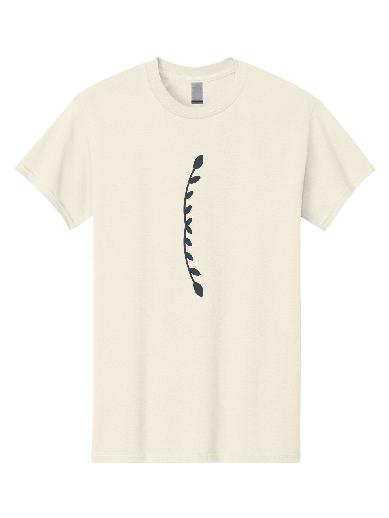 Curved-Dark-Grey-Stem-With-Leaves Men'S Graphic Tee, 100% Cotton, Comfortable Casual Summer Wear, Machine Washable, Curved Stem, Leaves, Botanical Illustration, Simple Design, Minimalist Art, Natural Elements, Plant Silhouette, Digital Art Aab685 15
