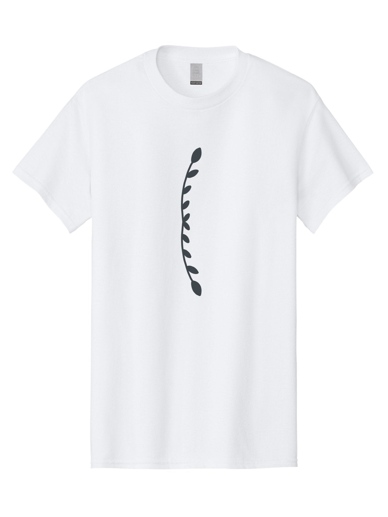 Curved-Dark-Grey-Stem-With-Leaves Men'S Graphic Tee, 100% Cotton, Comfortable Casual Summer Wear, Machine Washable, Curved Stem, Leaves, Botanical Illustration, Simple Design, Minimalist Art, Natural Elements, Plant Silhouette, Digital Art Aab685 14