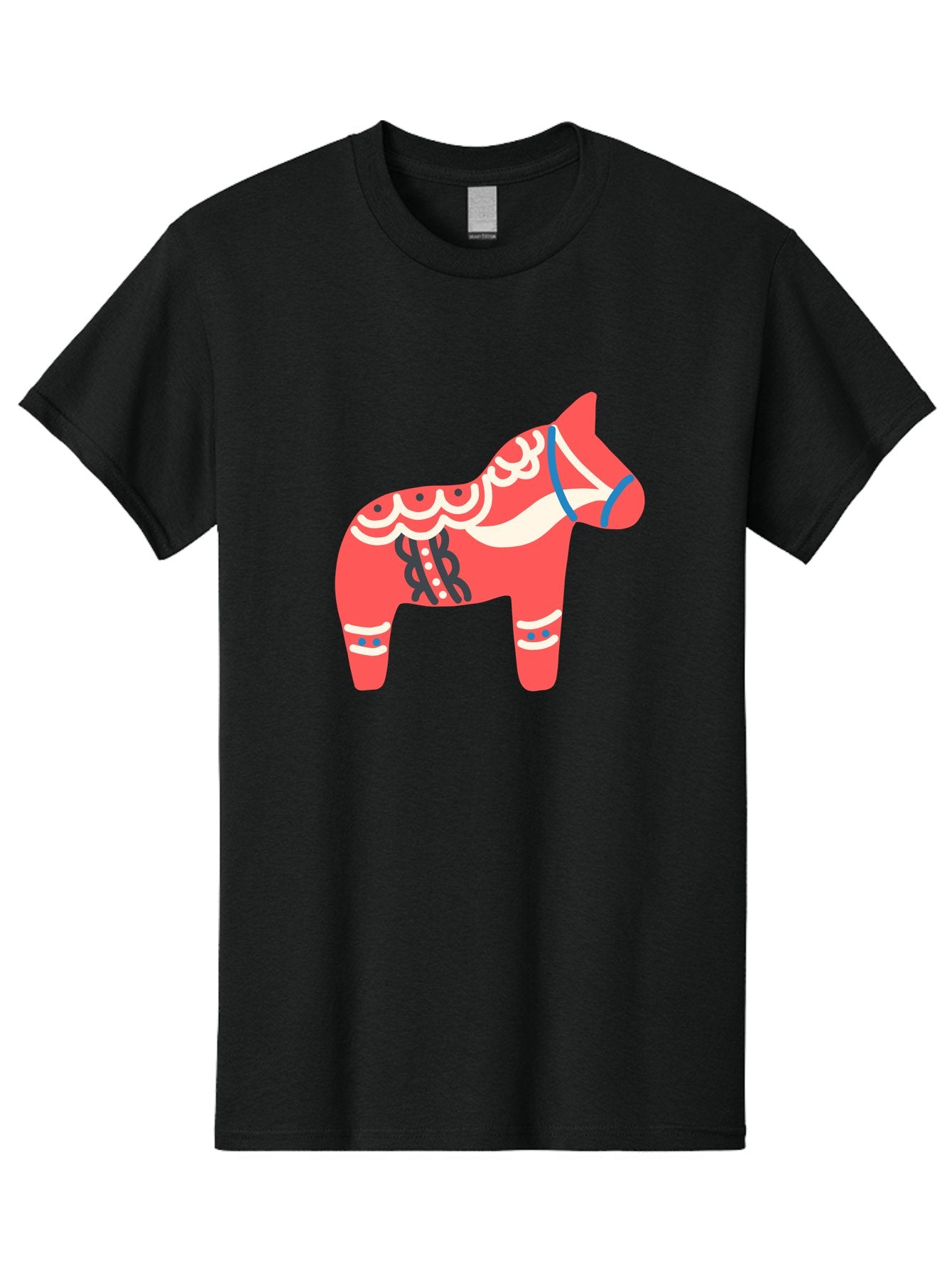 Dala-Horse-1 Men'S Graphic Tee, 100% Cotton, Comfortable Casual Summer Wear, Machine Washable, Traditional Swedish Dala Horse, Red Horse, White And Blue Accents, Folk Art Design, Cultural Heritage, Scandinavian Symbol, Wooden Horse, Aab686 14