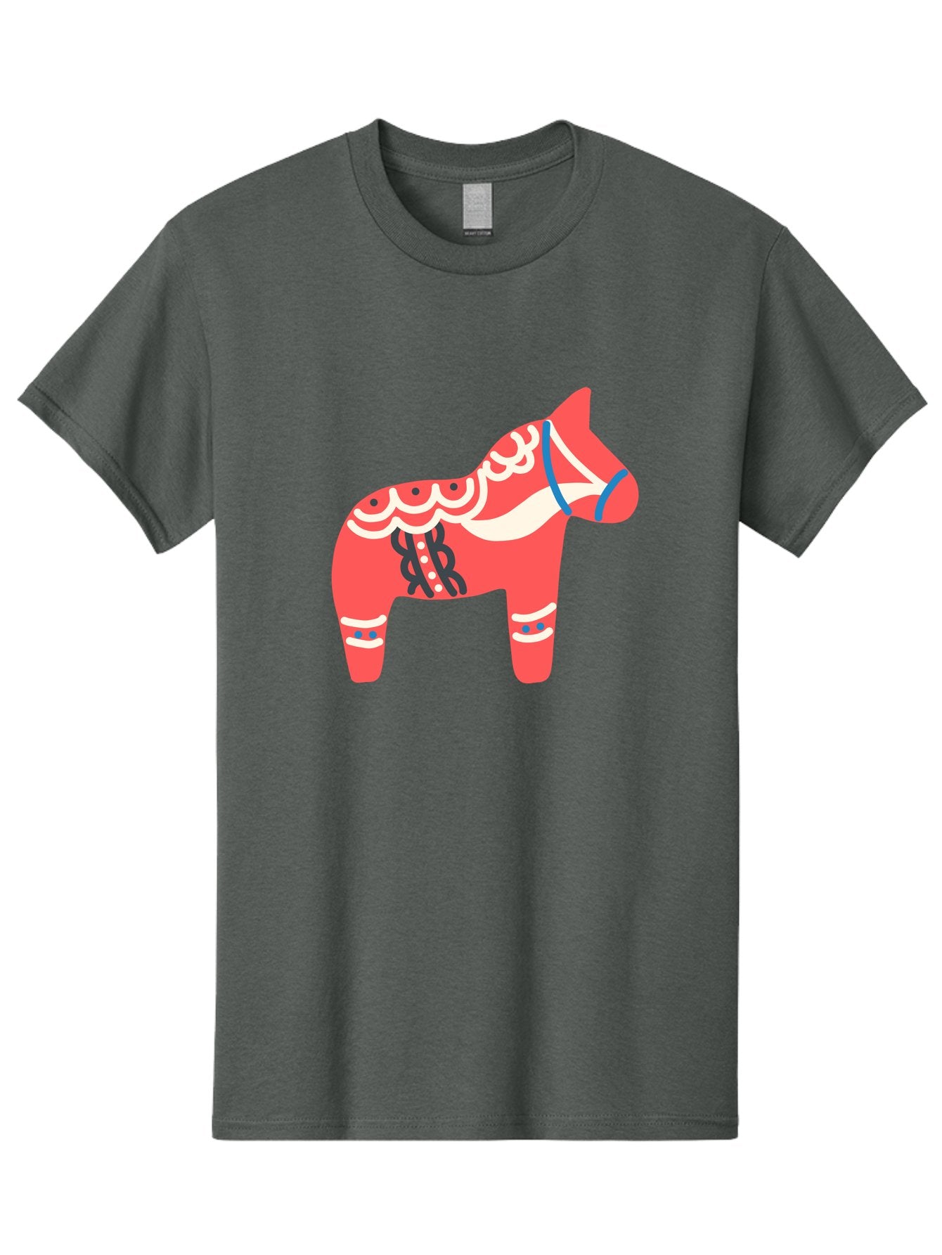 Dala-Horse-1 Men'S Graphic Tee, 100% Cotton, Comfortable Casual Summer Wear, Machine Washable, Traditional Swedish Dala Horse, Red Horse, White And Blue Accents, Folk Art Design, Cultural Heritage, Scandinavian Symbol, Wooden Horse, Aab686 15