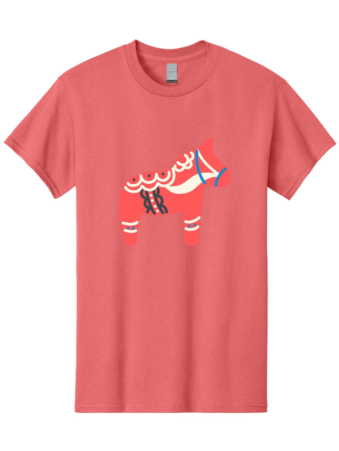 Dala-Horse-1 Men'S Graphic Tee, 100% Cotton, Comfortable Casual Summer Wear, Machine Washable, Traditional Swedish Dala Horse, Red Horse, White And Blue Accents, Folk Art Design, Cultural Heritage, Scandinavian Symbol, Wooden Horse, Aab686 12