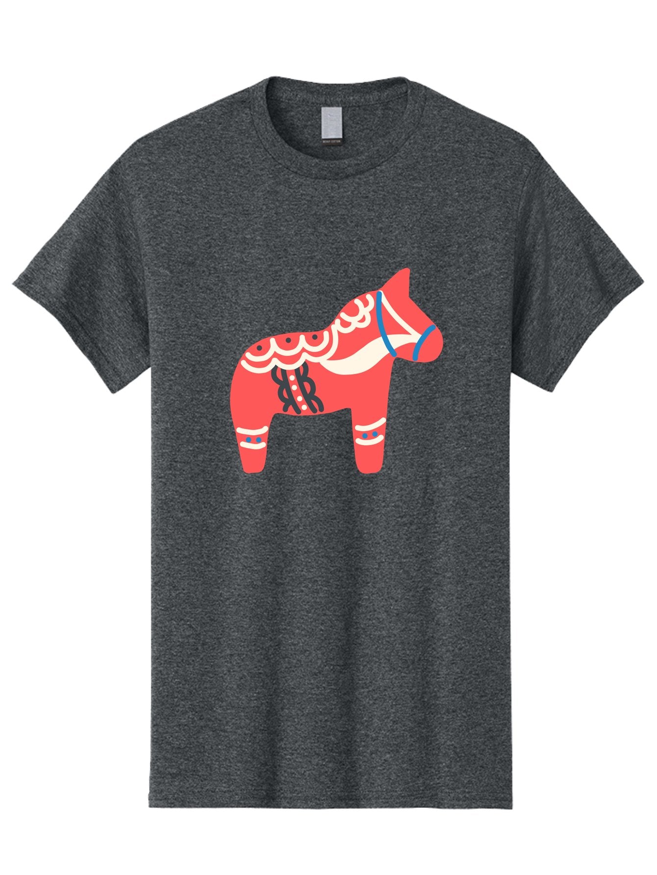 Dala-Horse-1 Men'S Graphic Tee, 100% Cotton, Comfortable Casual Summer Wear, Machine Washable, Traditional Swedish Dala Horse, Red Horse, White And Blue Accents, Folk Art Design, Cultural Heritage, Scandinavian Symbol, Wooden Horse, Aab686