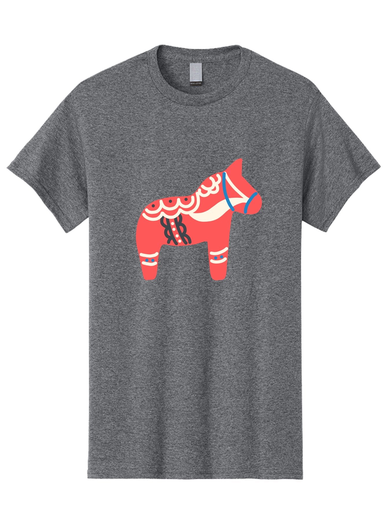 Dala-Horse-1 Men'S Graphic Tee, 100% Cotton, Comfortable Casual Summer Wear, Machine Washable, Traditional Swedish Dala Horse, Red Horse, White And Blue Accents, Folk Art Design, Cultural Heritage, Scandinavian Symbol, Wooden Horse, Aab686 13