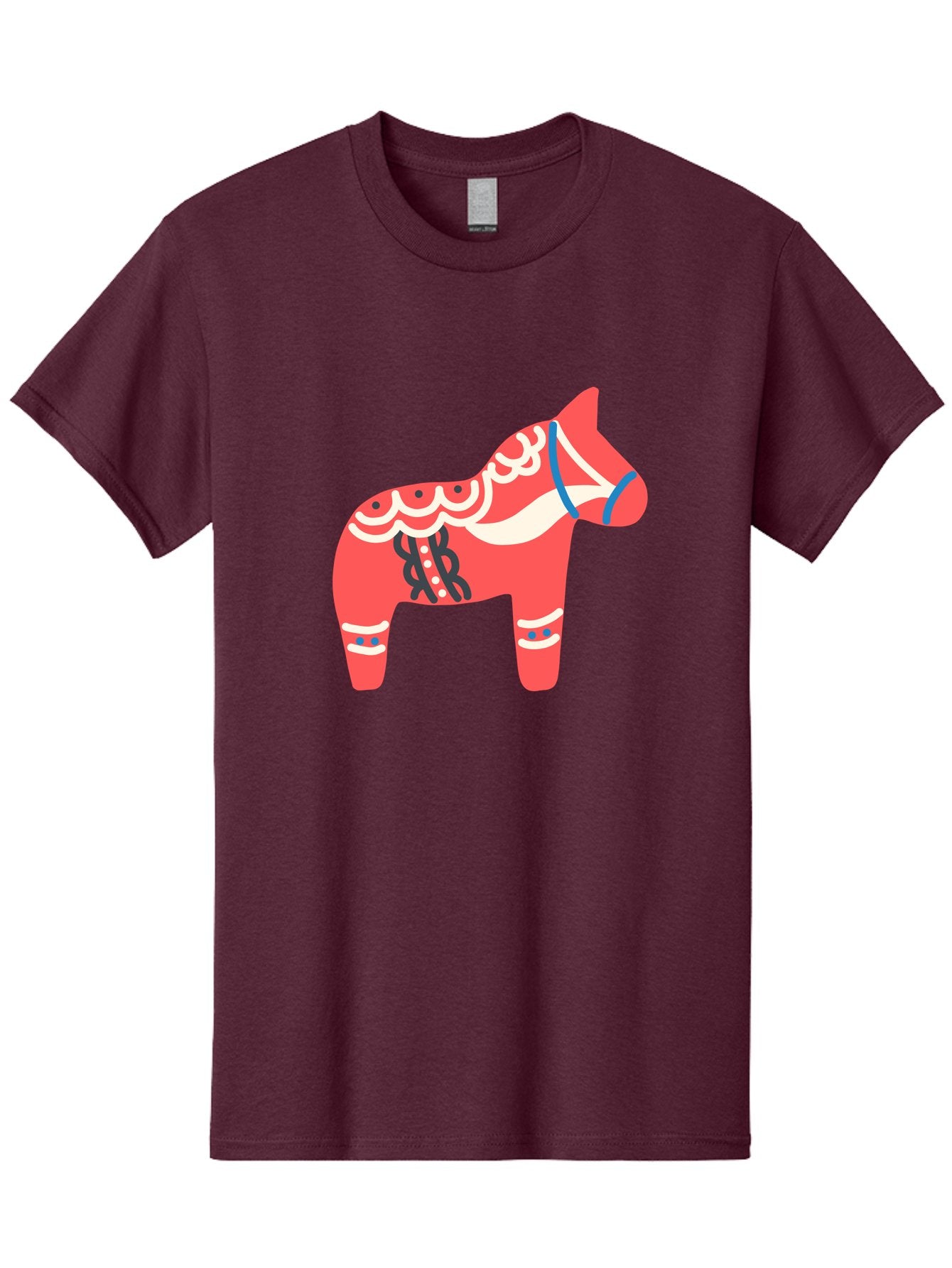 Dala-Horse-1 Men'S Graphic Tee, 100% Cotton, Comfortable Casual Summer Wear, Machine Washable, Traditional Swedish Dala Horse, Red Horse, White And Blue Accents, Folk Art Design, Cultural Heritage, Scandinavian Symbol, Wooden Horse, Aab686 11