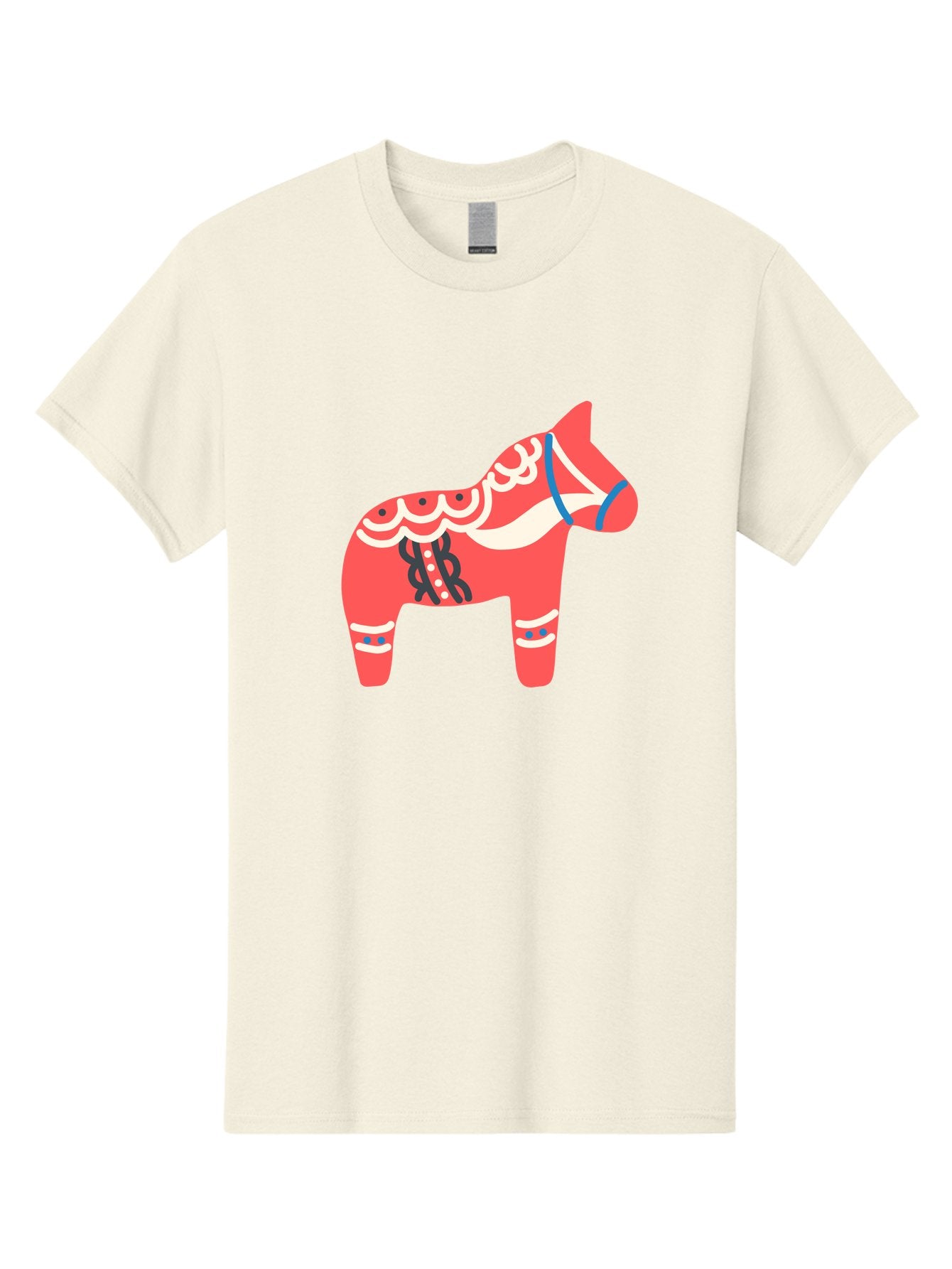 Dala-Horse-1 Men'S Graphic Tee, 100% Cotton, Comfortable Casual Summer Wear, Machine Washable, Traditional Swedish Dala Horse, Red Horse, White And Blue Accents, Folk Art Design, Cultural Heritage, Scandinavian Symbol, Wooden Horse, Aab686 9