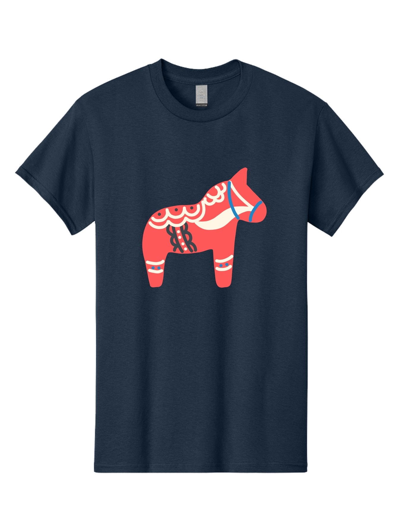 Dala-Horse-1 Men'S Graphic Tee, 100% Cotton, Comfortable Casual Summer Wear, Machine Washable, Traditional Swedish Dala Horse, Red Horse, White And Blue Accents, Folk Art Design, Cultural Heritage, Scandinavian Symbol, Wooden Horse, Aab686 10