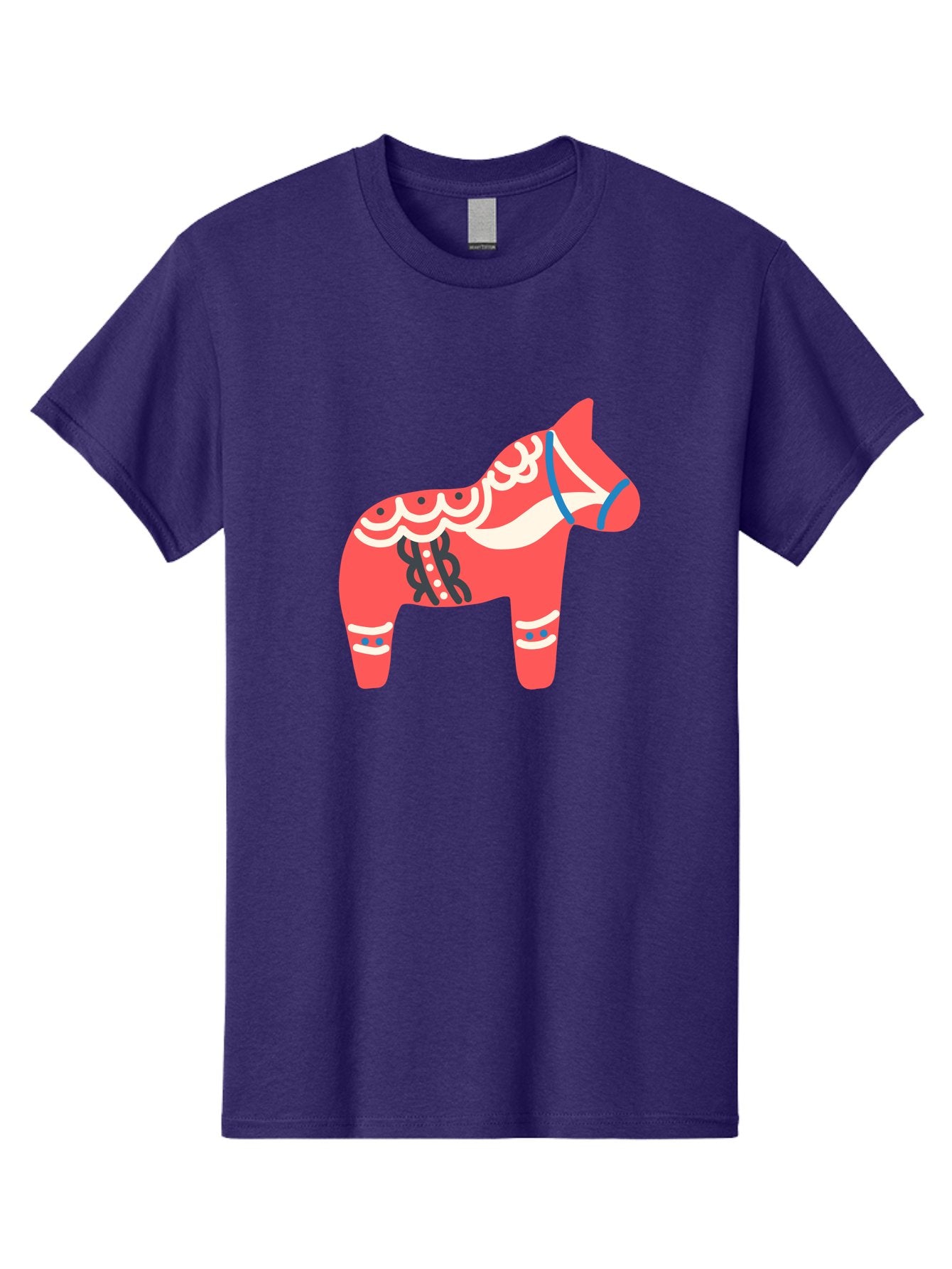 Dala-Horse-1 Men'S Graphic Tee, 100% Cotton, Comfortable Casual Summer Wear, Machine Washable, Traditional Swedish Dala Horse, Red Horse, White And Blue Accents, Folk Art Design, Cultural Heritage, Scandinavian Symbol, Wooden Horse, Aab686 5