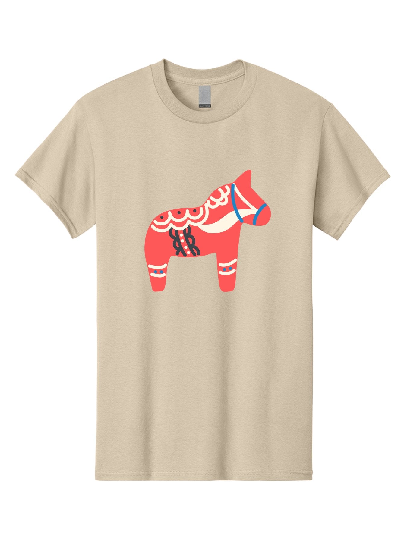 Dala-Horse-1 Men'S Graphic Tee, 100% Cotton, Comfortable Casual Summer Wear, Machine Washable, Traditional Swedish Dala Horse, Red Horse, White And Blue Accents, Folk Art Design, Cultural Heritage, Scandinavian Symbol, Wooden Horse, Aab686 4
