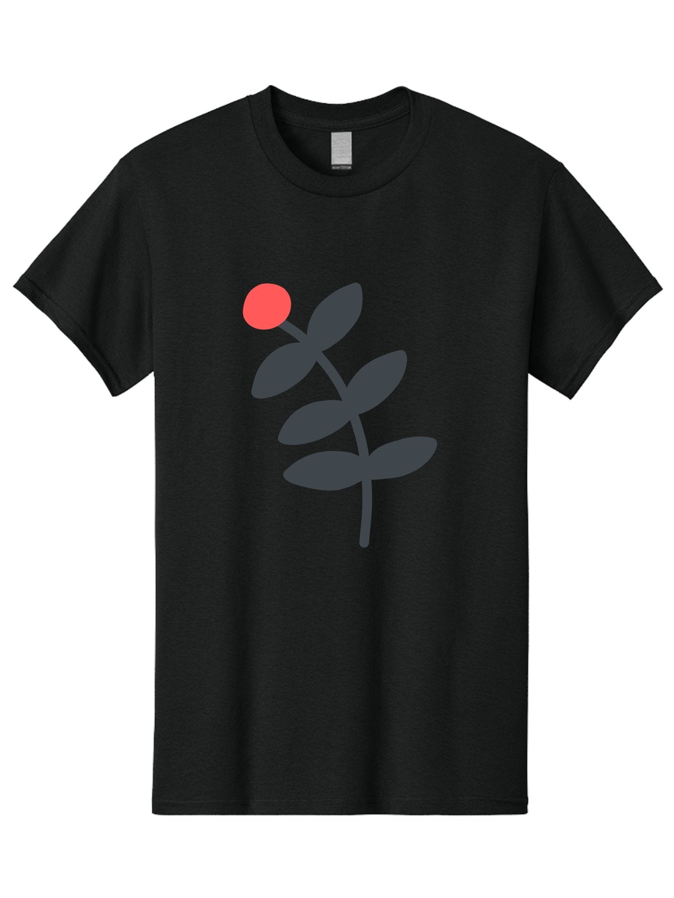 Dark-Purple-Leaves-With-Red-Berry Men'S Graphic Tee, 100% Cotton, Comfortable Casual Summer Wear, Machine Washable, Red Berry, Dark Leaves, Simple Graphic, Minimalist Design, Floral Illustration, Botanical Art, Modern Style, Bold Colors Aab689 4
