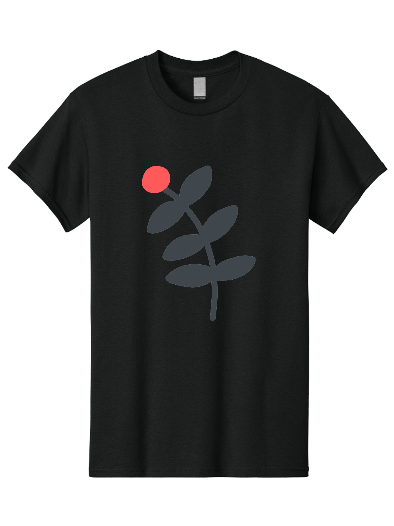 Dark-Purple-Leaves-With-Red-Berry Men'S Graphic Tee, 100% Cotton, Comfortable Casual Summer Wear, Machine Washable, Red Berry, Dark Leaves, Simple Graphic, Minimalist Design, Floral Illustration, Botanical Art, Modern Style, Bold Colors Aab689 23
