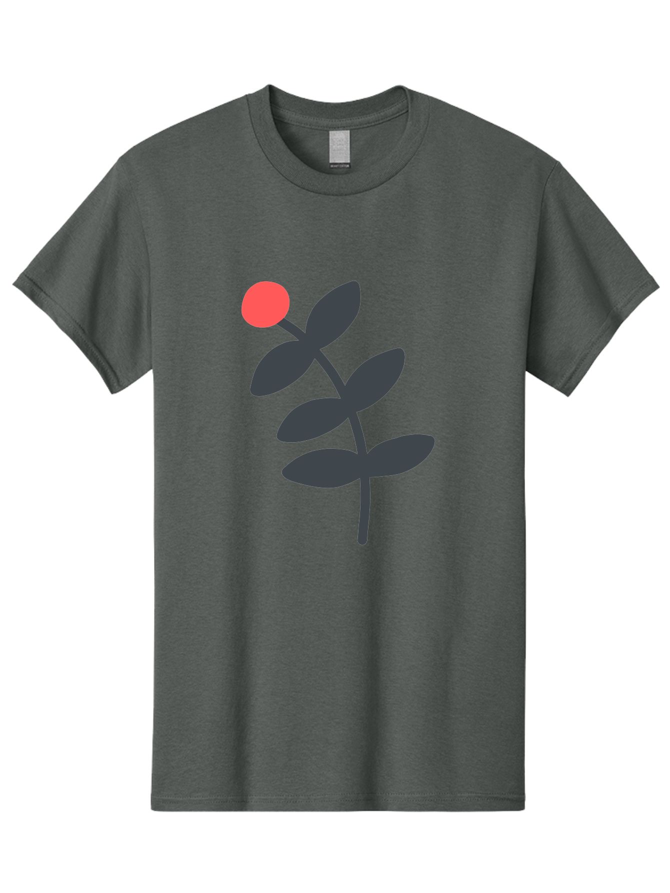 Dark-Purple-Leaves-With-Red-Berry Men'S Graphic Tee, 100% Cotton, Comfortable Casual Summer Wear, Machine Washable, Red Berry, Dark Leaves, Simple Graphic, Minimalist Design, Floral Illustration, Botanical Art, Modern Style, Bold Colors Aab689 3