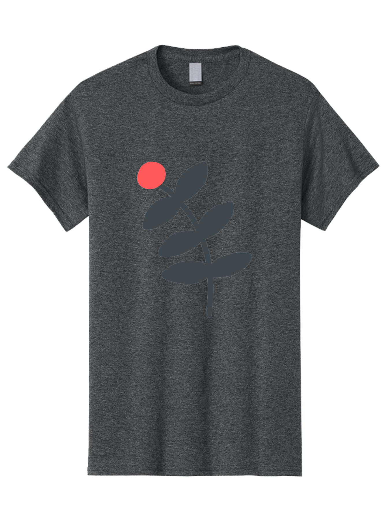 Dark-Purple-Leaves-With-Red-Berry Men'S Graphic Tee, 100% Cotton, Comfortable Casual Summer Wear, Machine Washable, Red Berry, Dark Leaves, Simple Graphic, Minimalist Design, Floral Illustration, Botanical Art, Modern Style, Bold Colors Aab689 25