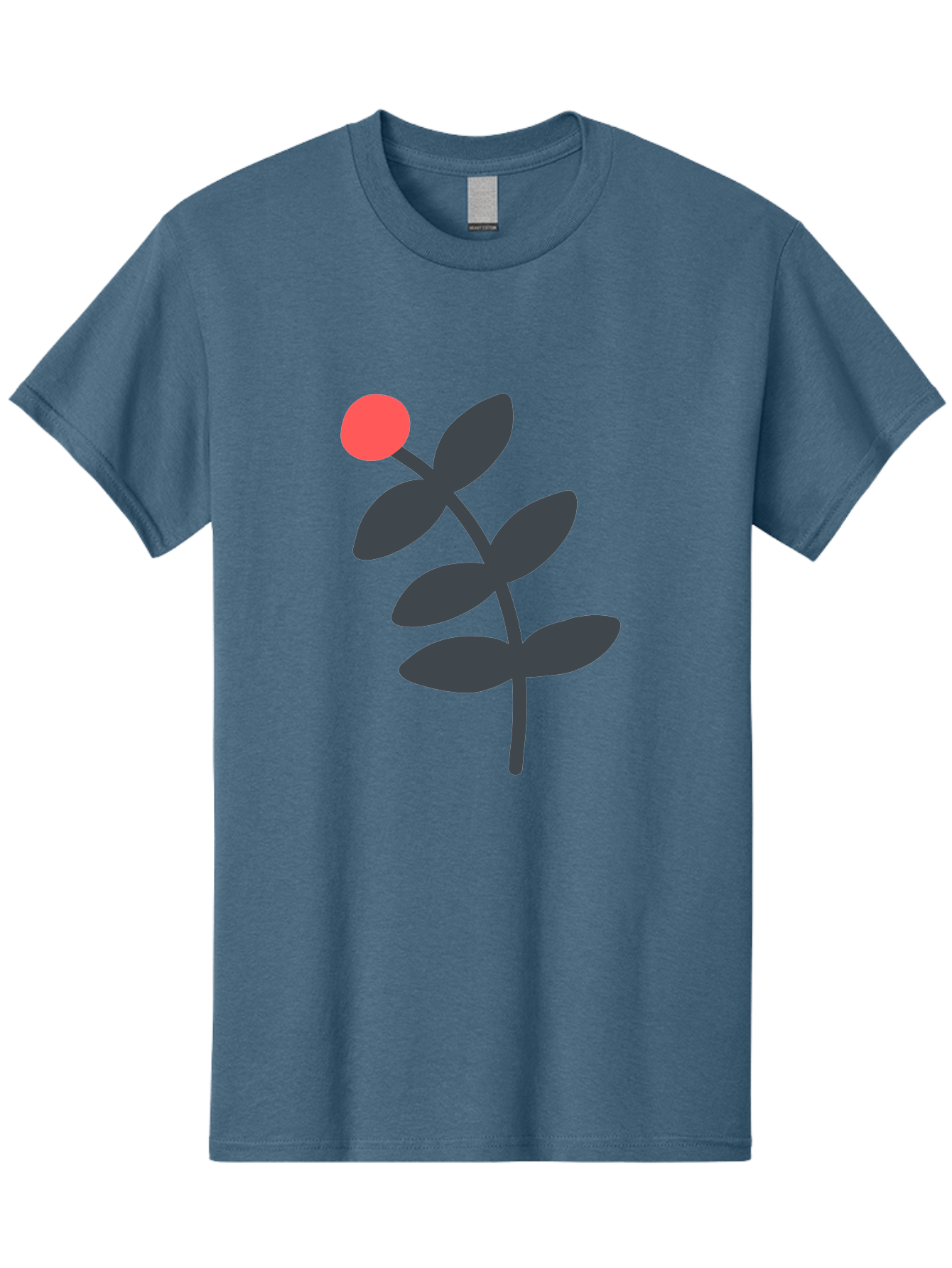 Dark-Purple-Leaves-With-Red-Berry Men'S Graphic Tee, 100% Cotton, Comfortable Casual Summer Wear, Machine Washable, Red Berry, Dark Leaves, Simple Graphic, Minimalist Design, Floral Illustration, Botanical Art, Modern Style, Bold Colors Aab689 9