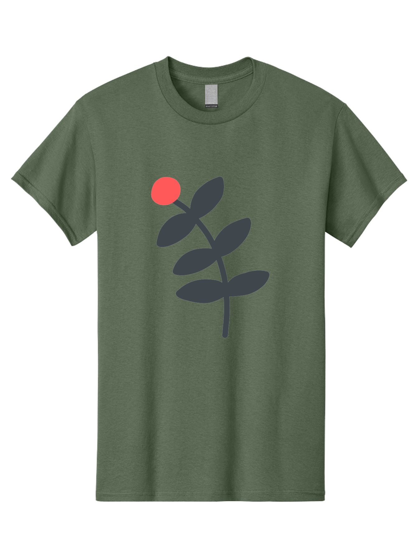 Dark-Purple-Leaves-With-Red-Berry Men'S Graphic Tee, 100% Cotton, Comfortable Casual Summer Wear, Machine Washable, Red Berry, Dark Leaves, Simple Graphic, Minimalist Design, Floral Illustration, Botanical Art, Modern Style, Bold Colors Aab689 19