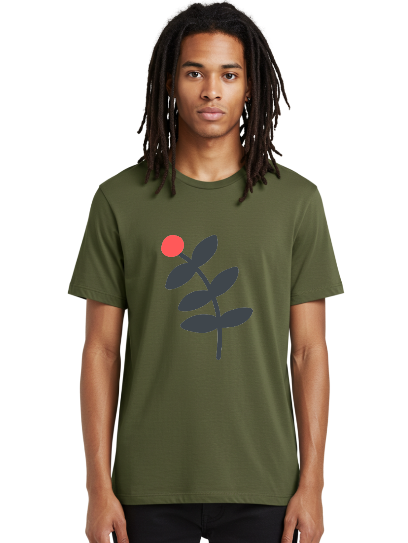 Dark-Purple-Leaves-With-Red-Berry Men'S Graphic Tee, 100% Cotton, Comfortable Casual Summer Wear, Machine Washable, Red Berry, Dark Leaves, Simple Graphic, Minimalist Design, Floral Illustration, Botanical Art, Modern Style, Bold Colors Aab689 20