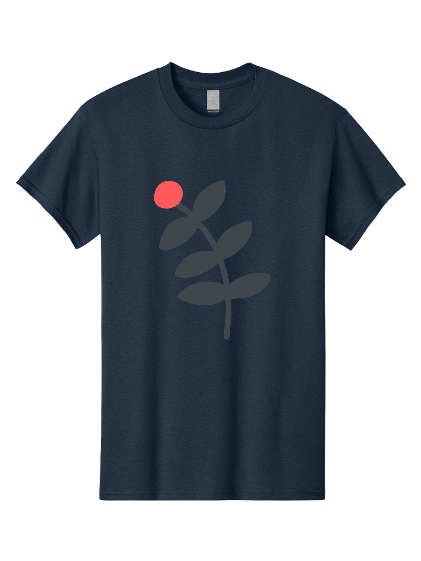 Dark-Purple-Leaves-With-Red-Berry Men'S Graphic Tee, 100% Cotton, Comfortable Casual Summer Wear, Machine Washable, Red Berry, Dark Leaves, Simple Graphic, Minimalist Design, Floral Illustration, Botanical Art, Modern Style, Bold Colors Aab689 12