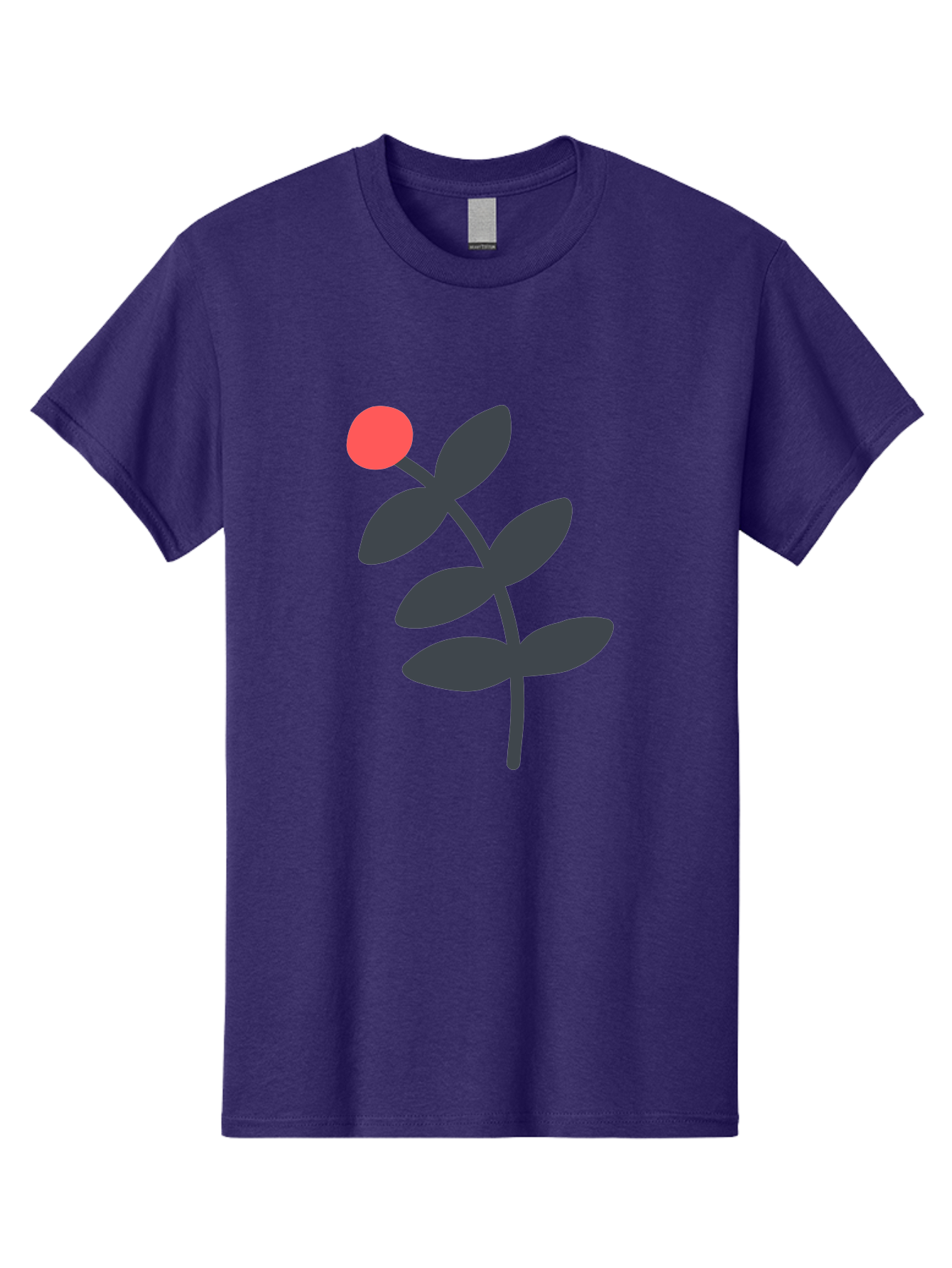Dark-Purple-Leaves-With-Red-Berry Men'S Graphic Tee, 100% Cotton, Comfortable Casual Summer Wear, Machine Washable, Red Berry, Dark Leaves, Simple Graphic, Minimalist Design, Floral Illustration, Botanical Art, Modern Style, Bold Colors Aab689 13