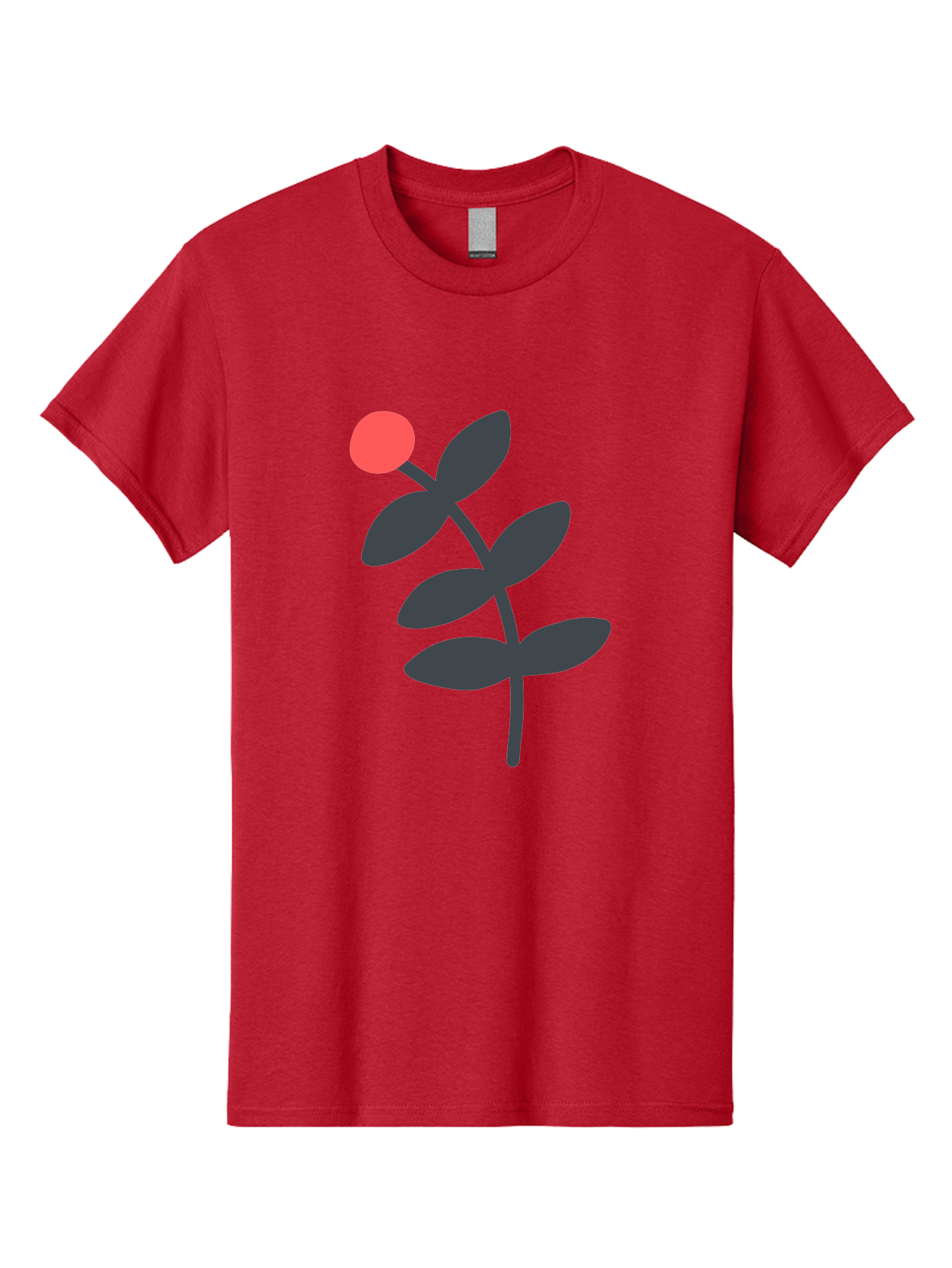 Dark-Purple-Leaves-With-Red-Berry Men'S Graphic Tee, 100% Cotton, Comfortable Casual Summer Wear, Machine Washable, Red Berry, Dark Leaves, Simple Graphic, Minimalist Design, Floral Illustration, Botanical Art, Modern Style, Bold Colors Aab689 7