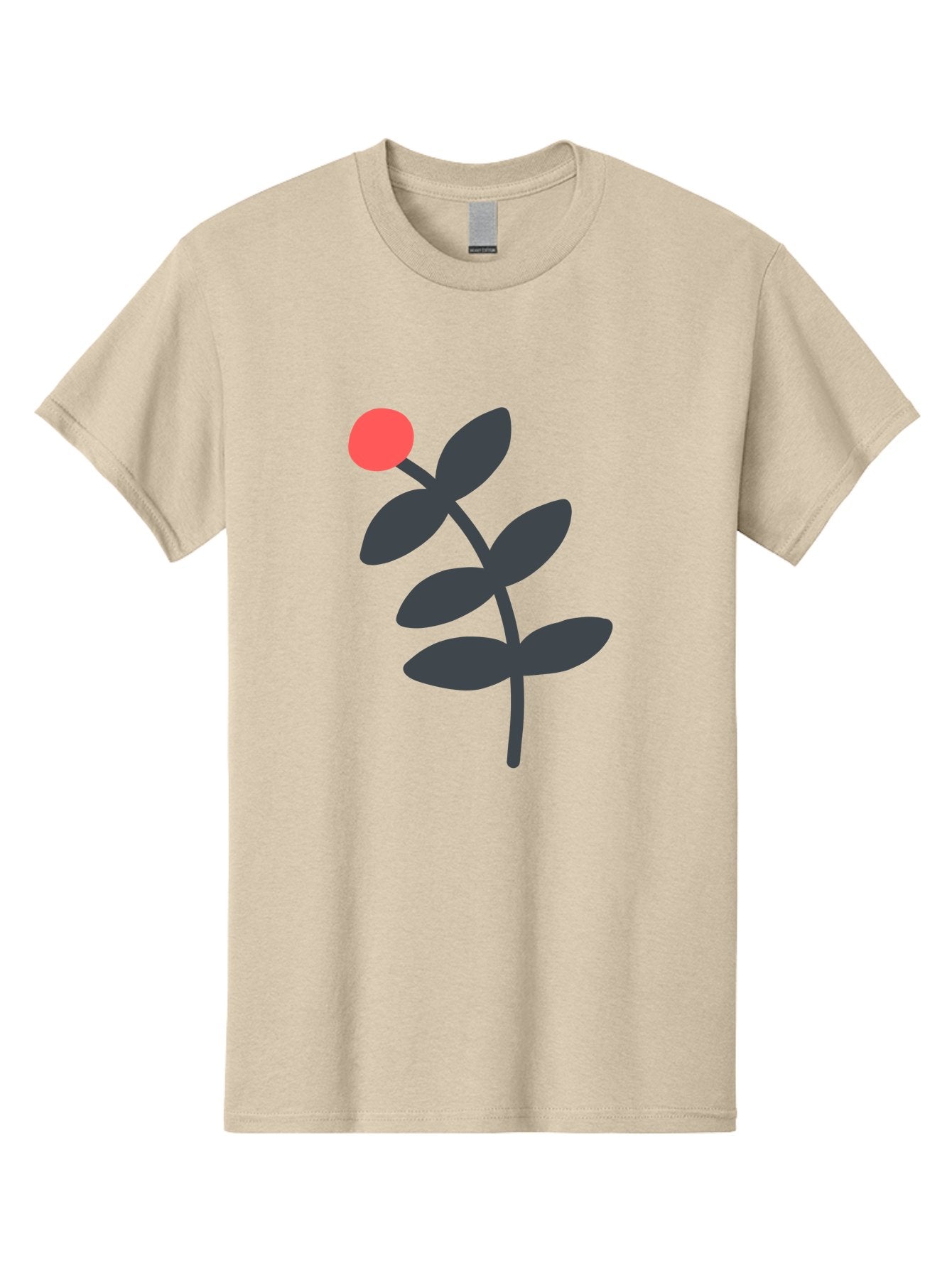 Dark-Purple-Leaves-With-Red-Berry Men'S Graphic Tee, 100% Cotton, Comfortable Casual Summer Wear, Machine Washable, Red Berry, Dark Leaves, Simple Graphic, Minimalist Design, Floral Illustration, Botanical Art, Modern Style, Bold Colors Aab689 13