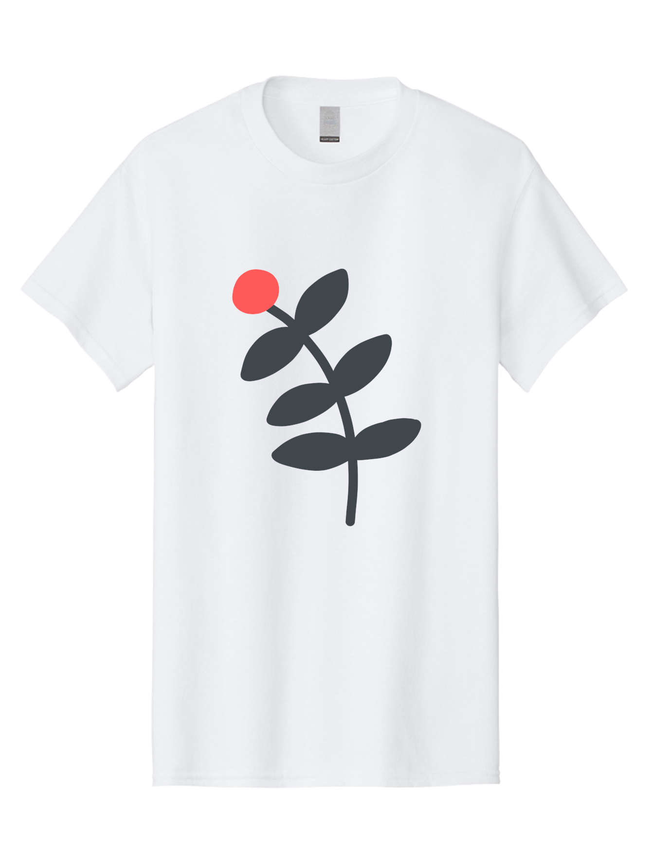 Dark-Purple-Leaves-With-Red-Berry Men'S Graphic Tee, 100% Cotton, Comfortable Casual Summer Wear, Machine Washable, Red Berry, Dark Leaves, Simple Graphic, Minimalist Design, Floral Illustration, Botanical Art, Modern Style, Bold Colors Aab689 11