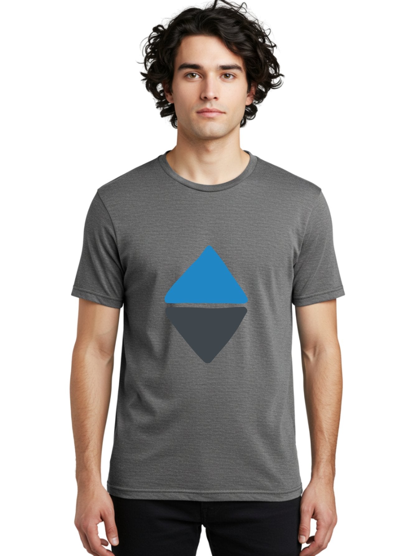 Diamond-Logo Men'S Graphic Tee, 100% Cotton, Comfortable Casual Summer Wear, Machine Washable, Ethereum Logo, Diamond Shape, Blue And Black, Cryptocurrency Symbol, Blockchain Icon, Digital Currency, Modern Design, Abstract Shape, Aab690 24
