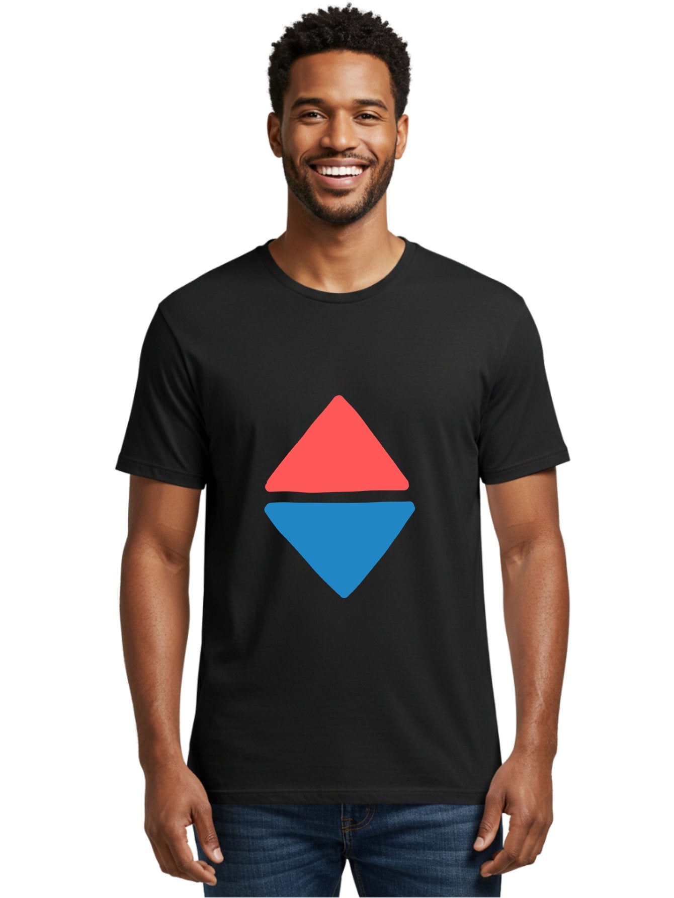 Diamond-Shape Men'S Graphic Tee, 100% Cotton, Comfortable Casual Summer Wear, Machine Washable, Red Diamond, Blue Diamond, Geometric Shapes, Abstract Design, Vibrant Colors, Minimalist Art, Modern Graphics, Diamond Symbol Aab691 16